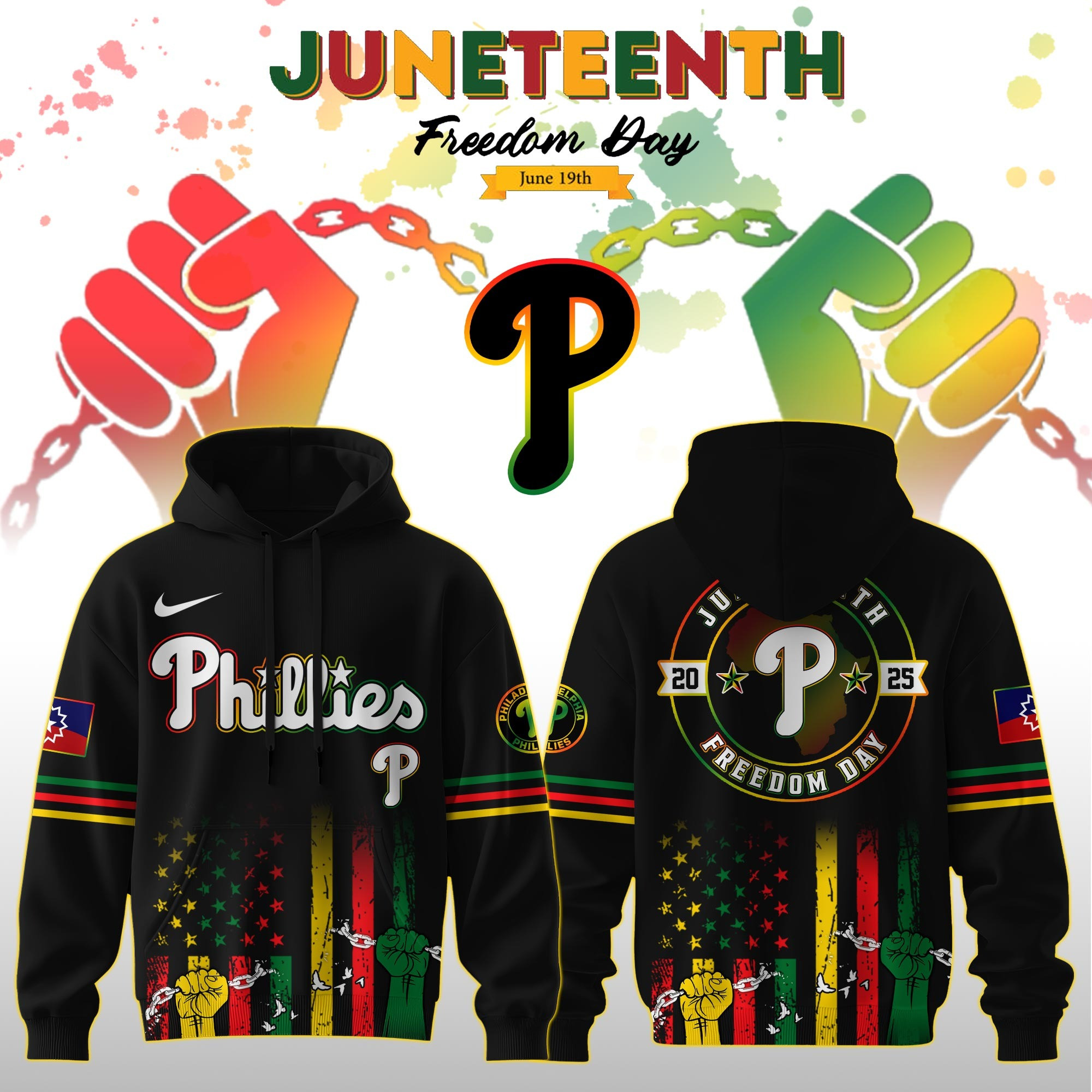 Philadelphia Phillies MLB X Juneteenth Day 2025 Hoodie Baseball Lover Fan Merch Gifts