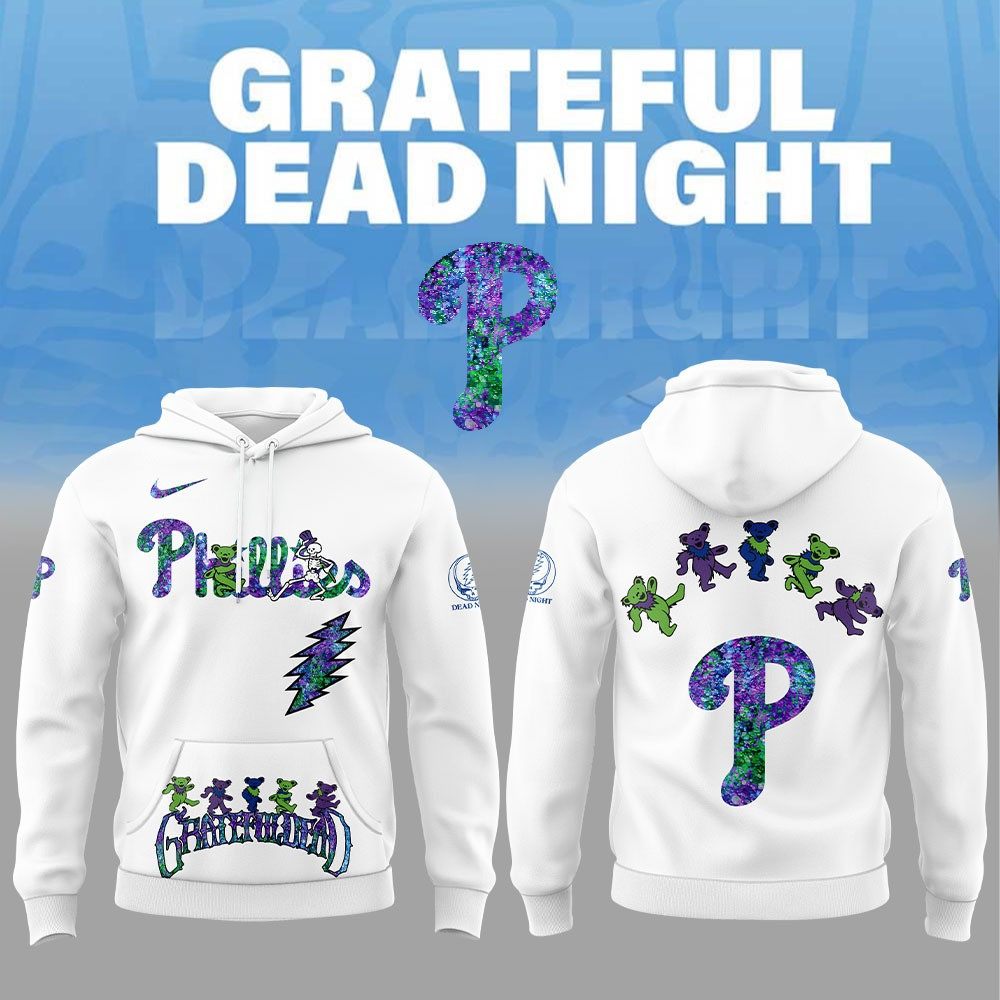 Philadelphia Phillies x Grateful Dead Night Hoodie Jersey MLB Baseball Lover Fan Merch