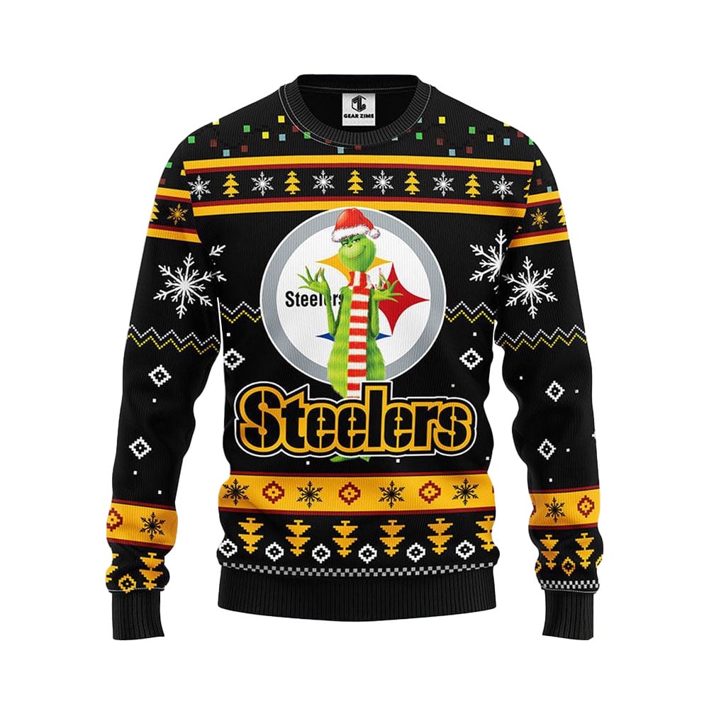 Pittsburgh Steelers Funny Grinch Ugly Christmas Sweater