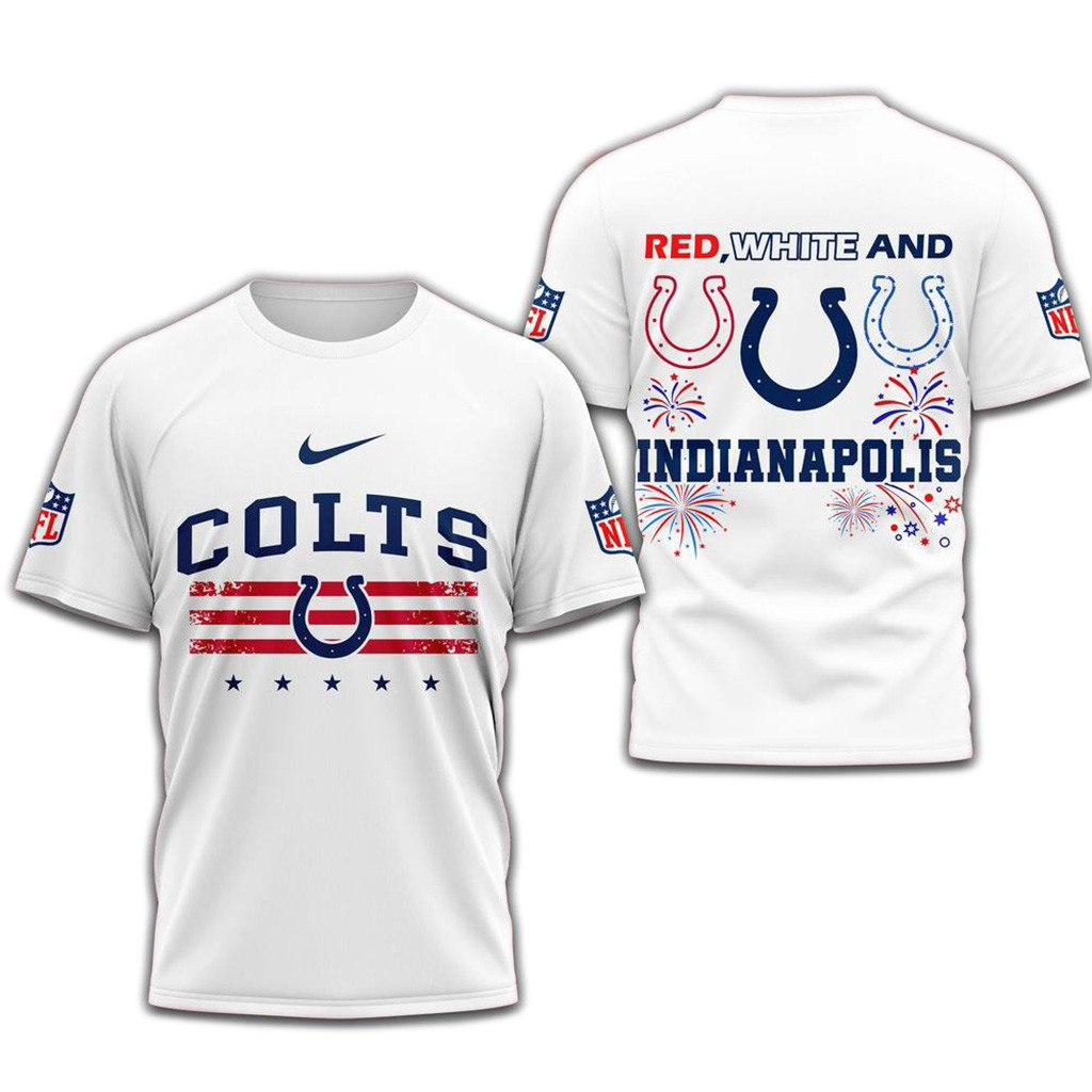 Red White And Indianapolis Colts 4Th Of July Independence Day White Shirt