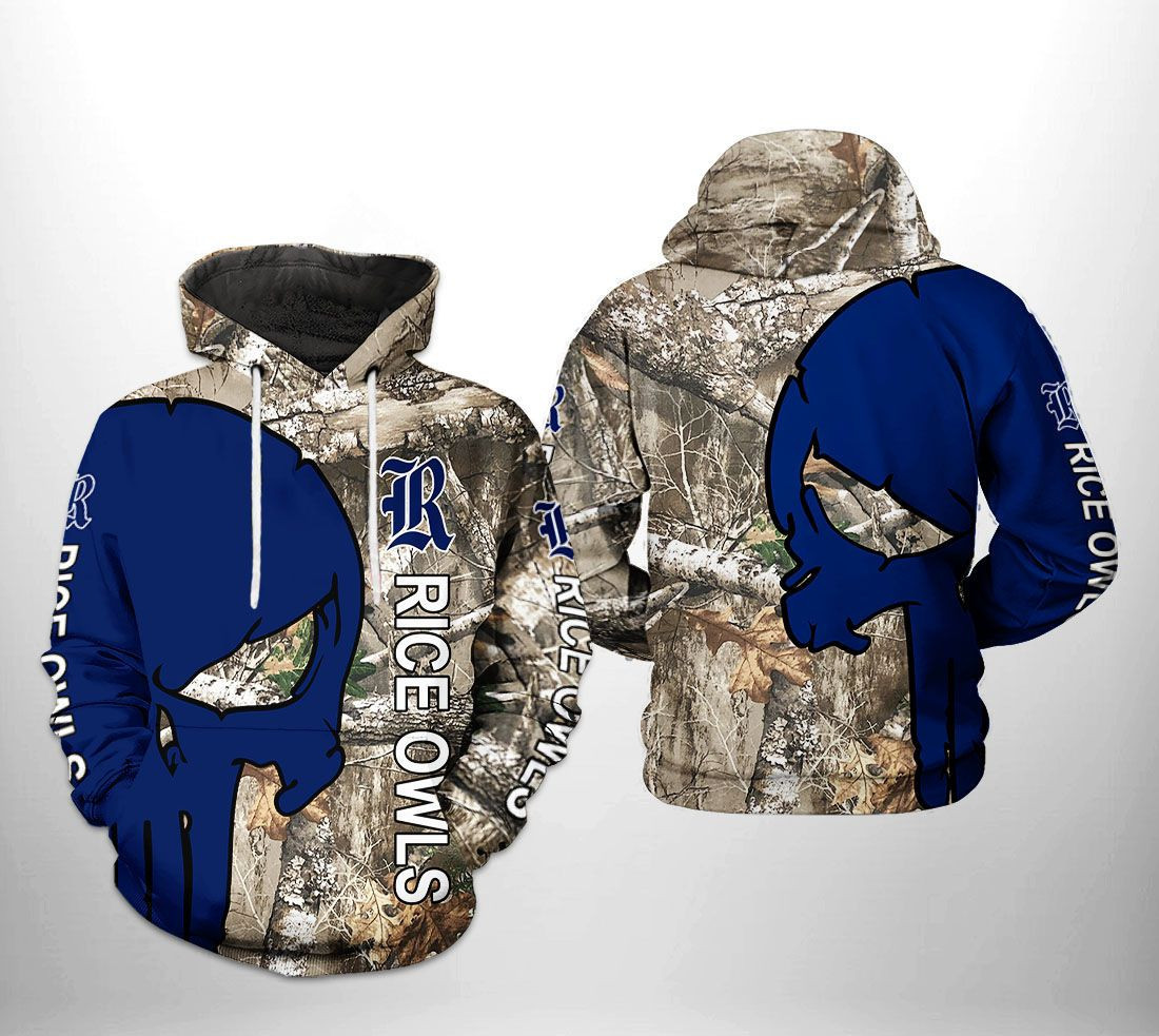 Rice Owls NCAA Camo Veteran Hunting Hoodie Zip Hoodie