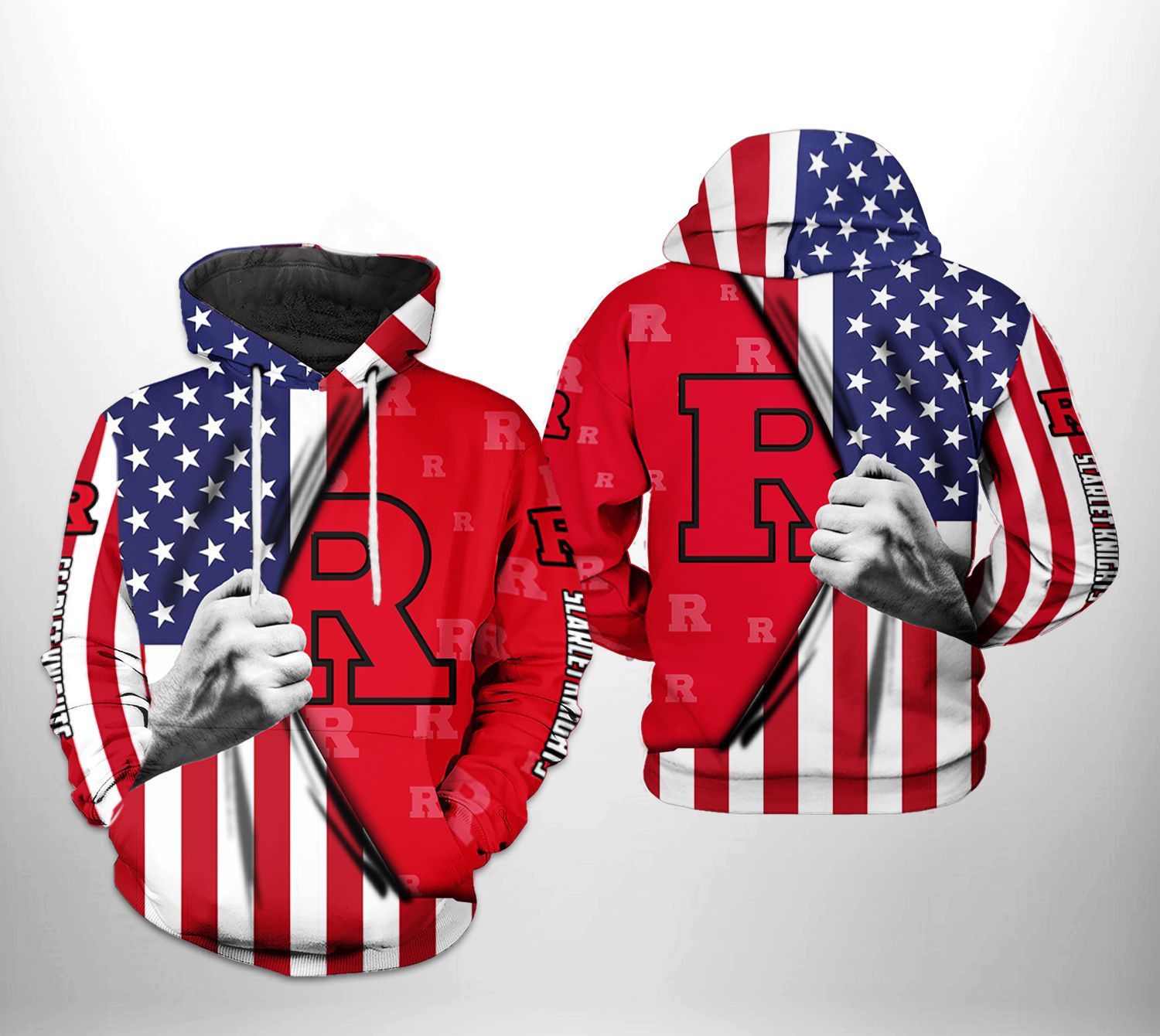 Rutgers Scarlet Knights NCAA US Flag Hoodie Zip Hoodie Version 2182