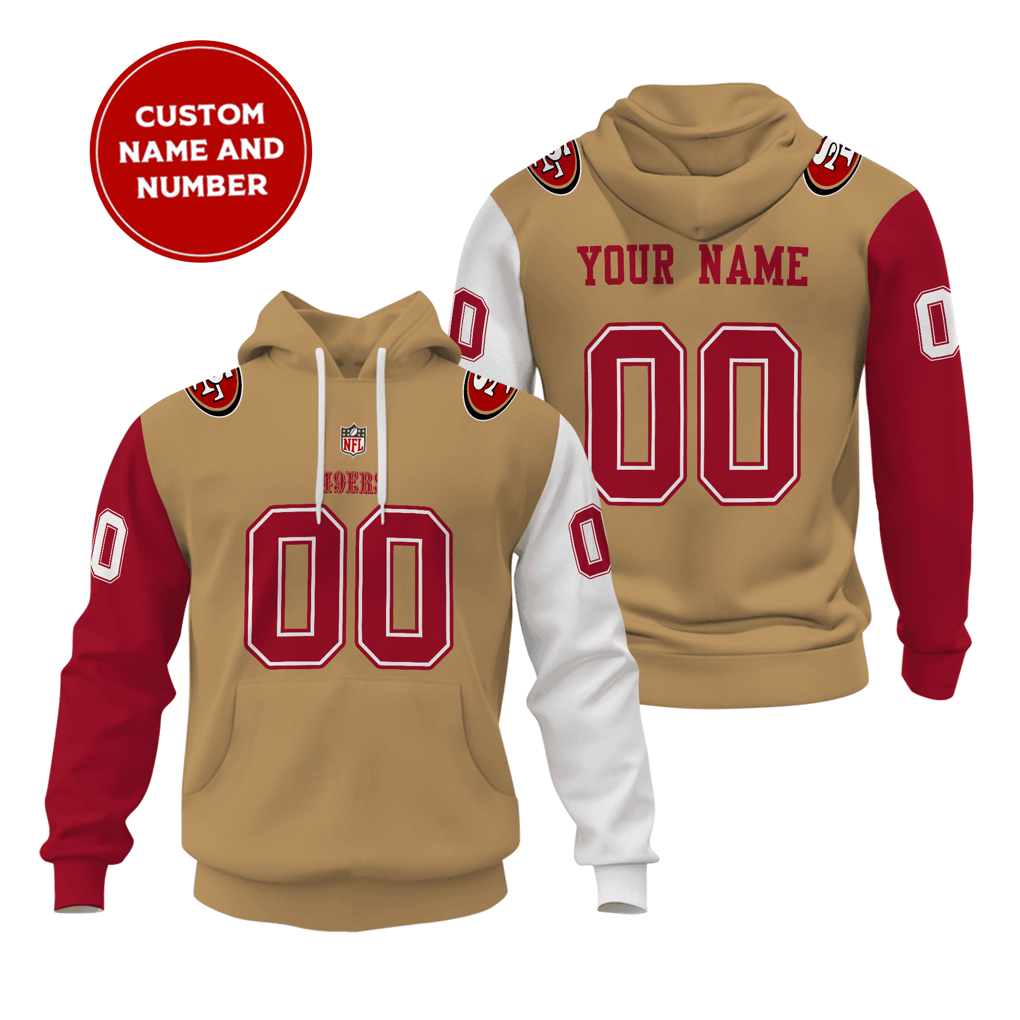 San Francisco 49ers Personalized Name And Number NFL 3D Hoodie Version 135