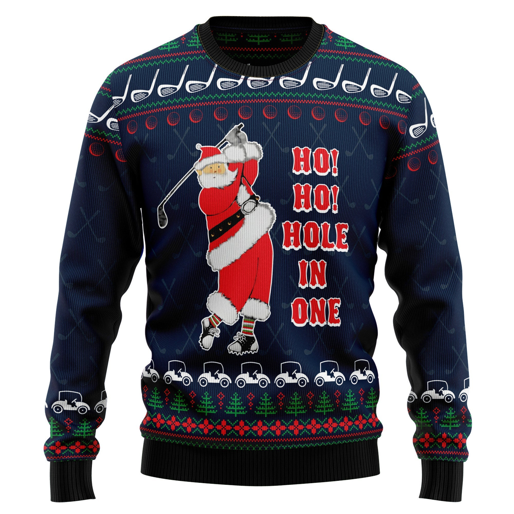 Santa Claus Ho Ho Hole In One Ugly Christmas Sweater
