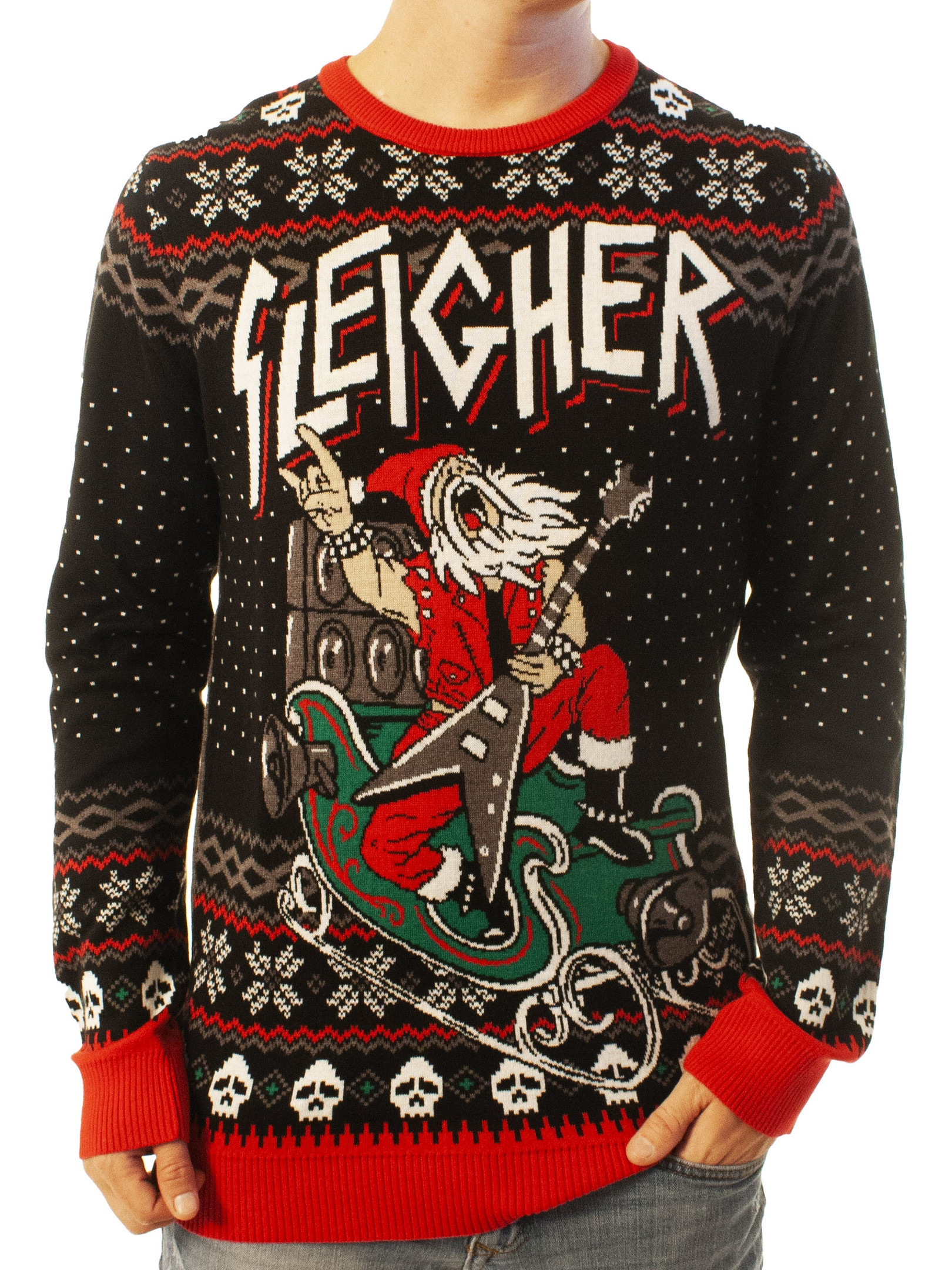 Santa Claus Sleigher Black Ugly Sweater