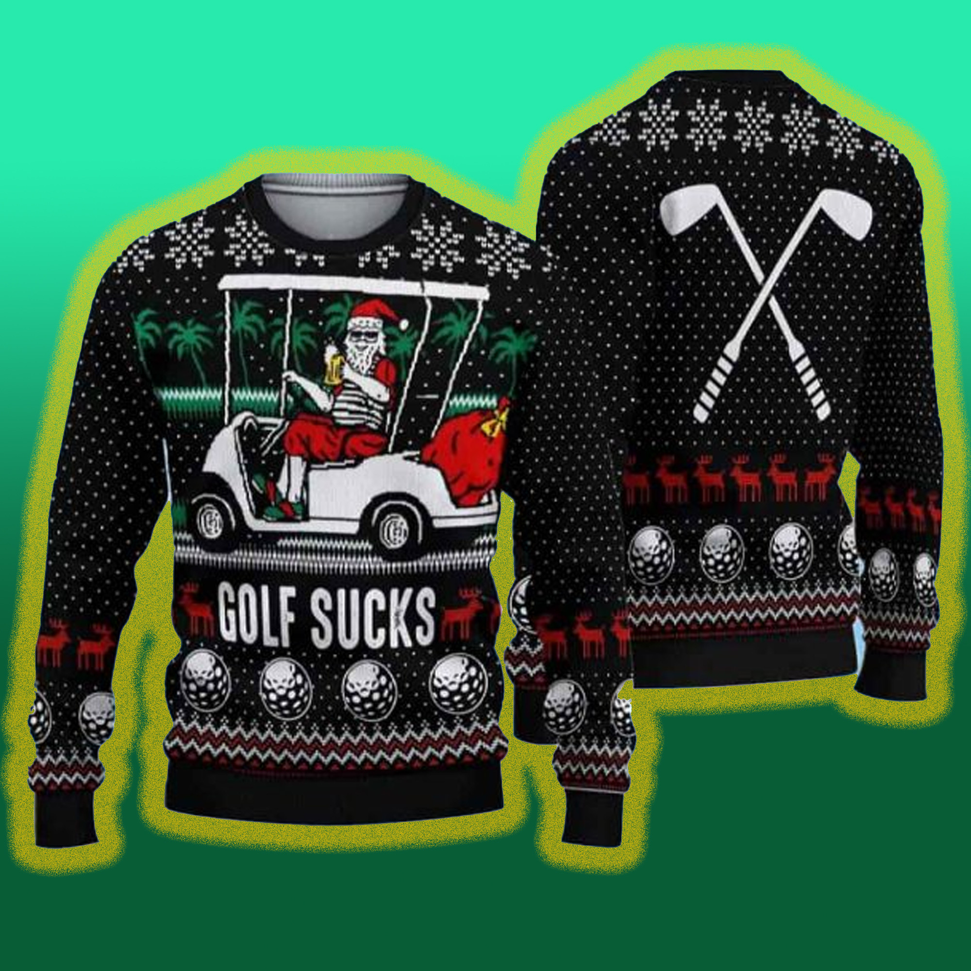 Santa Golf Sucks Ugly Christmas Sweater