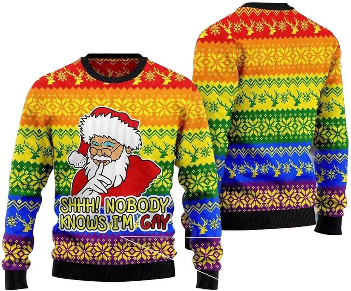 Santa Nobody Knows Im Gay Ugly Christmas Sweater