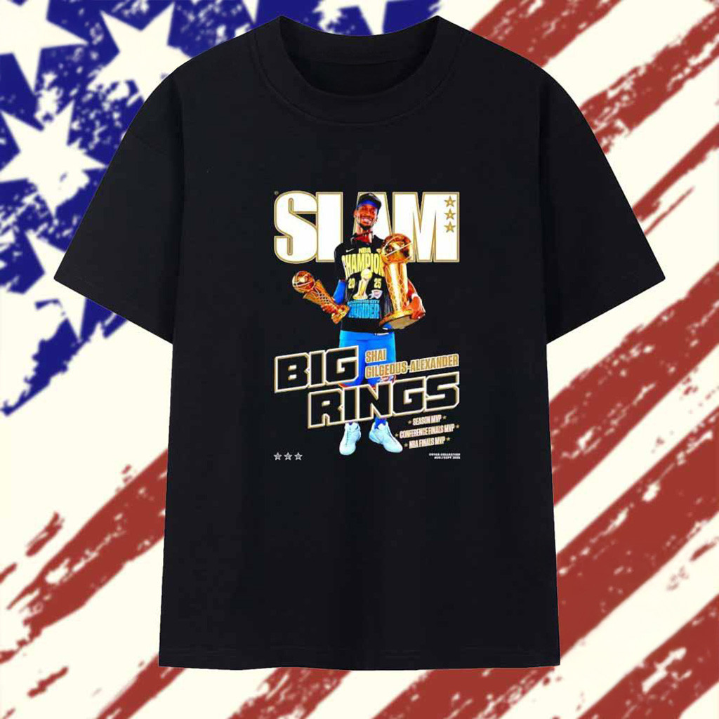 Slam Shai Gilgeous Alexander Big Rings 2025 NBA Champions T-Shirt Fan Merch Him Gifts