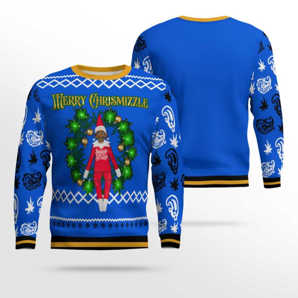 Snoop on the Stoop Merry Chrismizzle Christmas Sweater Blue