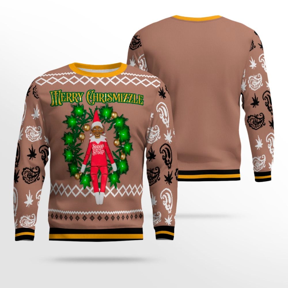 Snoop on the Stoop Merry Chrismizzle Christmas Sweater Mocha Mousse