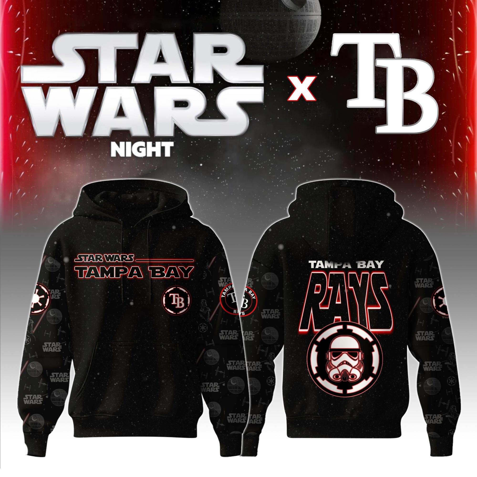 Tampa Bay Rays MLB x Star War Night Special Edition Hoodie 2025 Cool Gifts For Baseball Lovers