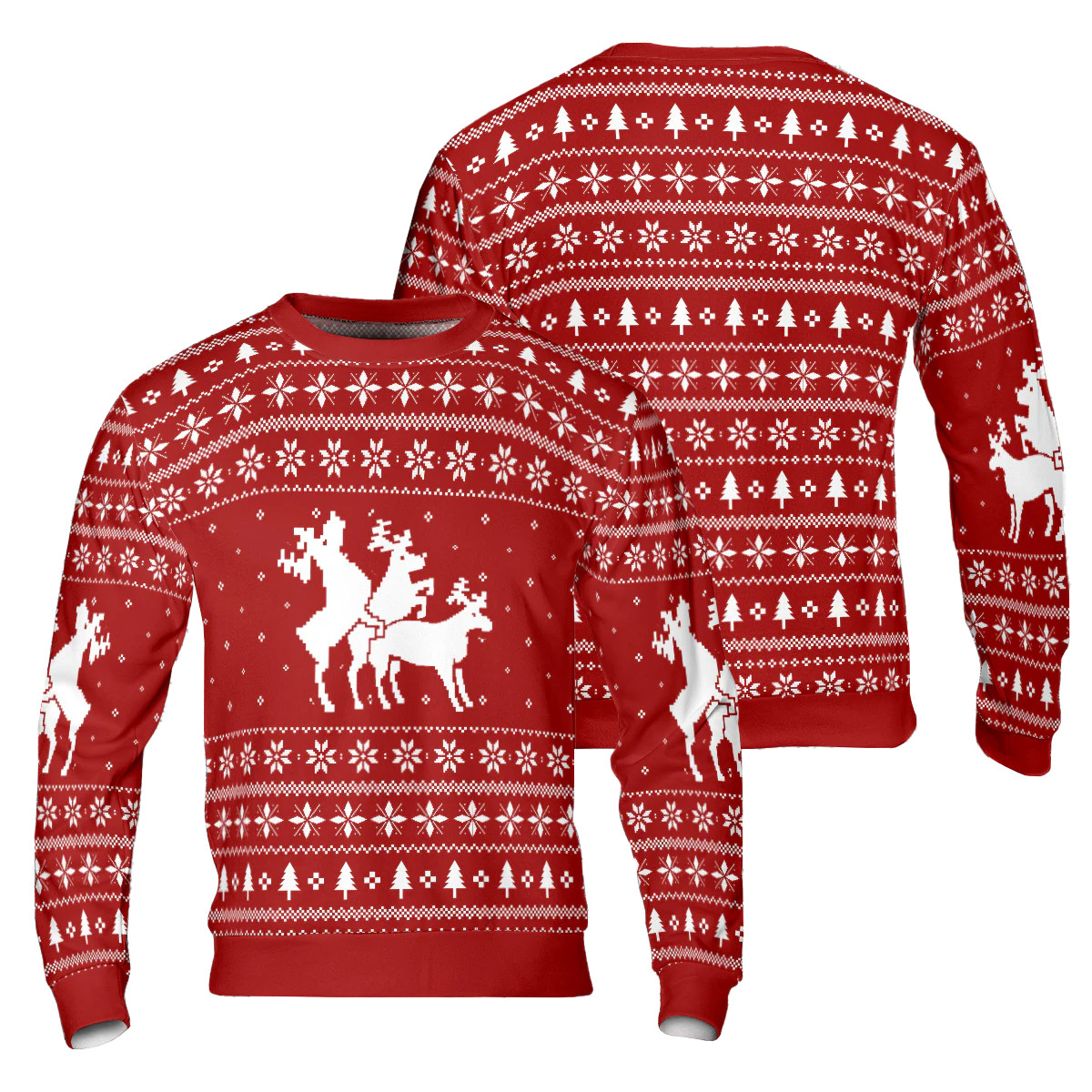 Three Naughty Deer Ugly Christmas Sweater