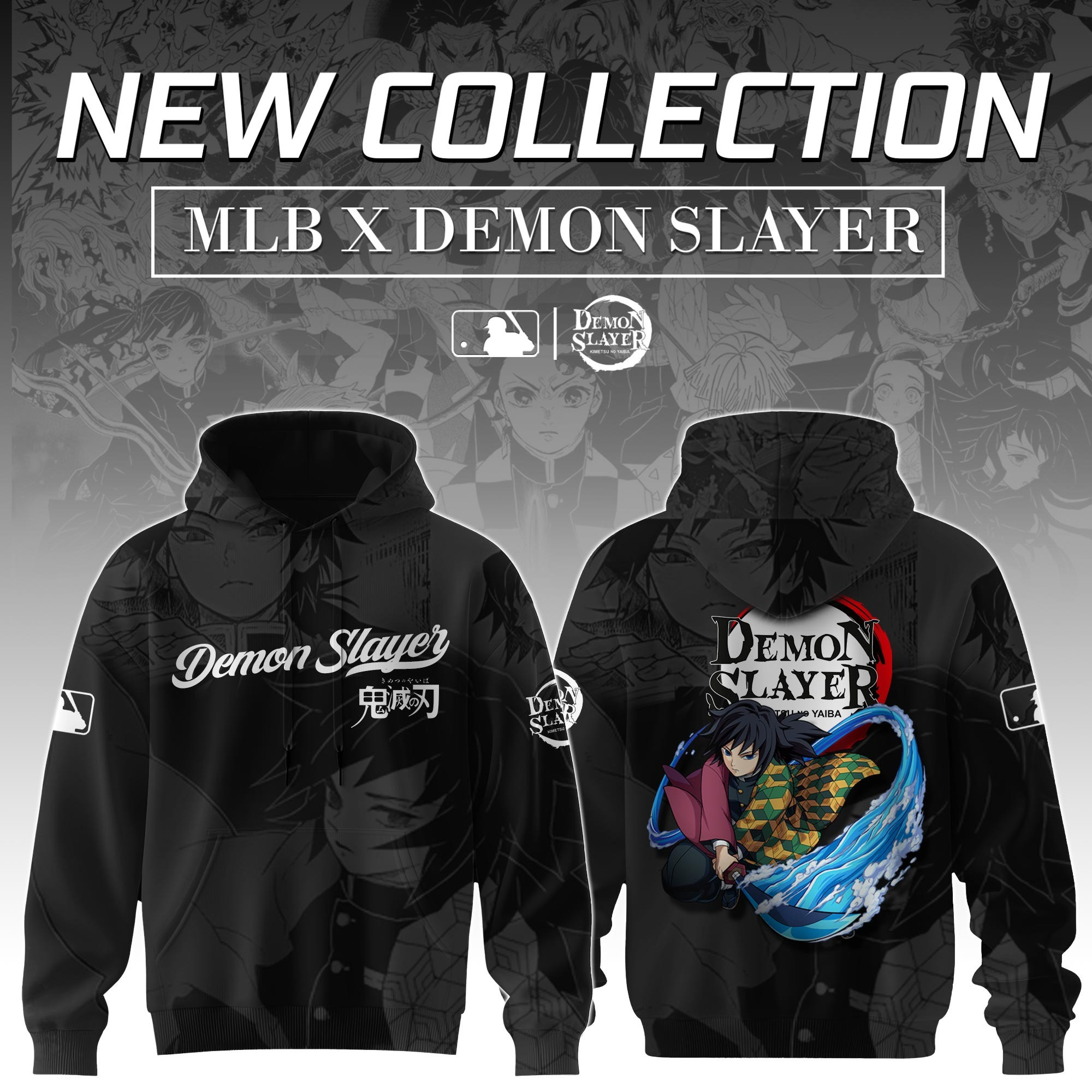 Tomioka Giyuu Demon Slayer x MLB Baseball Hoodie Editions Gift For Anime Fans