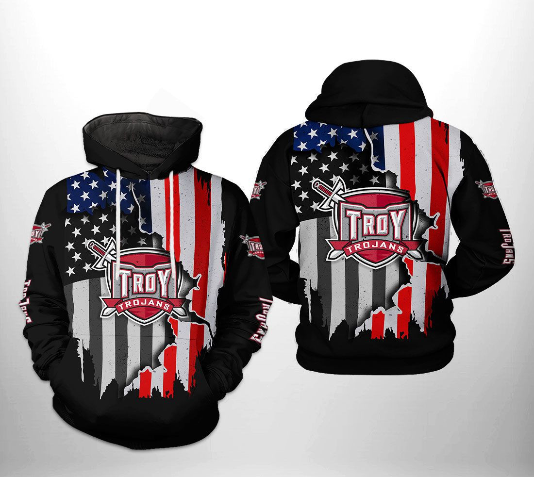 Troy Trojans NCAA US Flag Hoodie Zip Hoodie Version 124