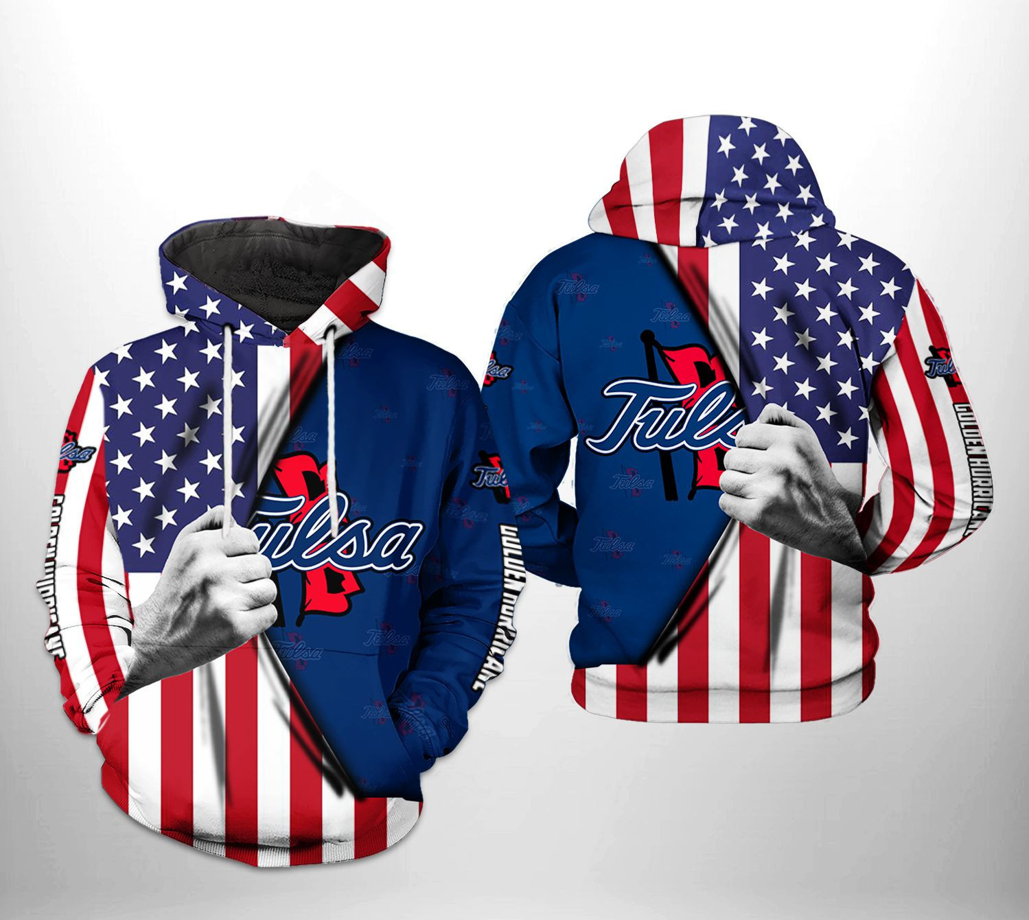 Tulsa Golden Hurricane NCAA US Flag Hoodie Zip Hoodie Version 467