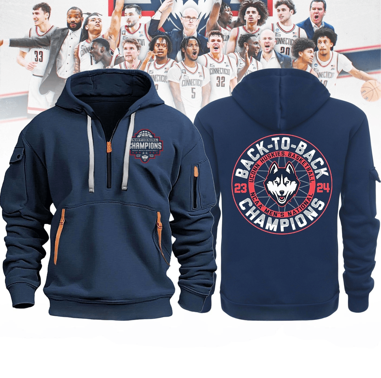 UConn Huskies Back To Back NCAA Mens Basketball National Champions Hoodie Gifts For Brother