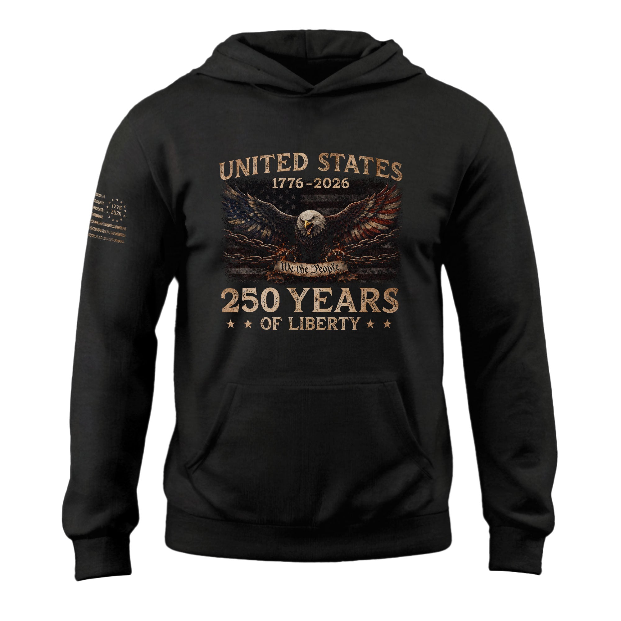 United States 250 Years of Liberty Hoodie 1776-2026 USA Flag Eagle Patriotic Special Edition