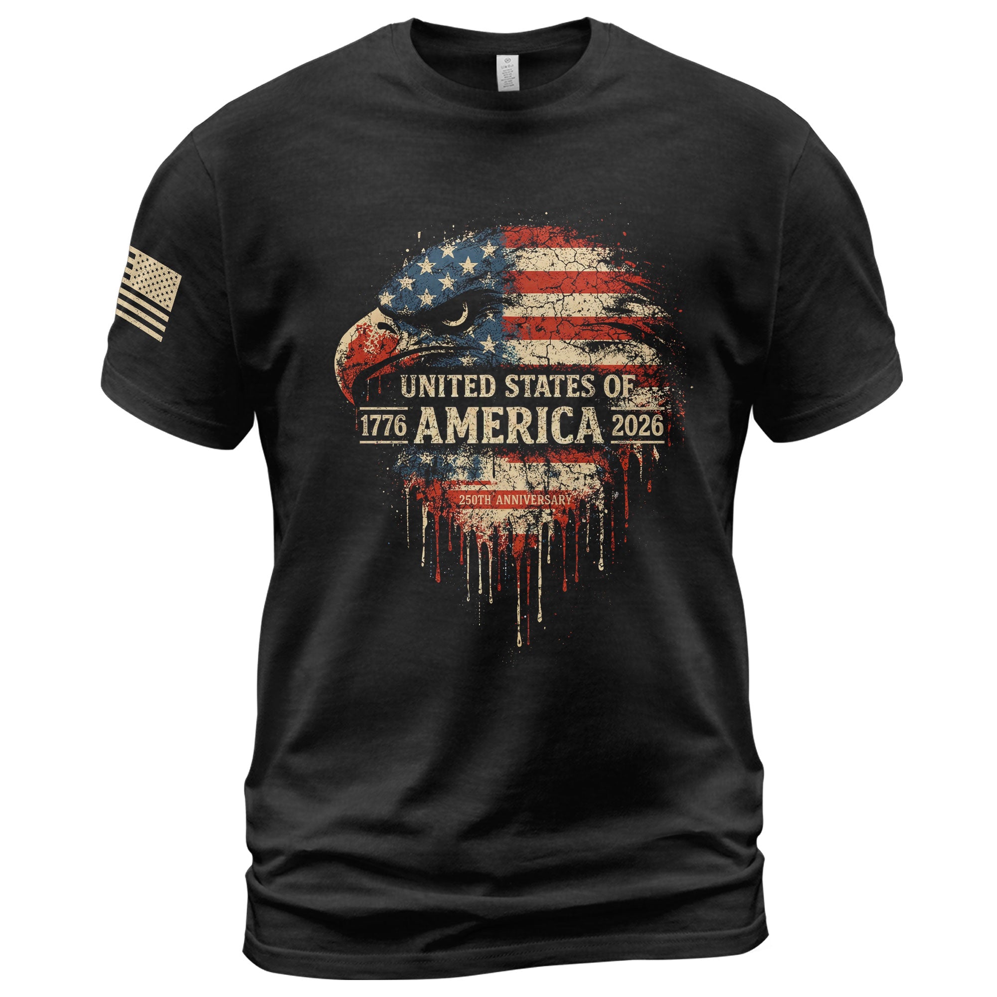 United States 250th Birthday 1776-2026 T-Shirt USA Flag Eagle Patriotic Tee