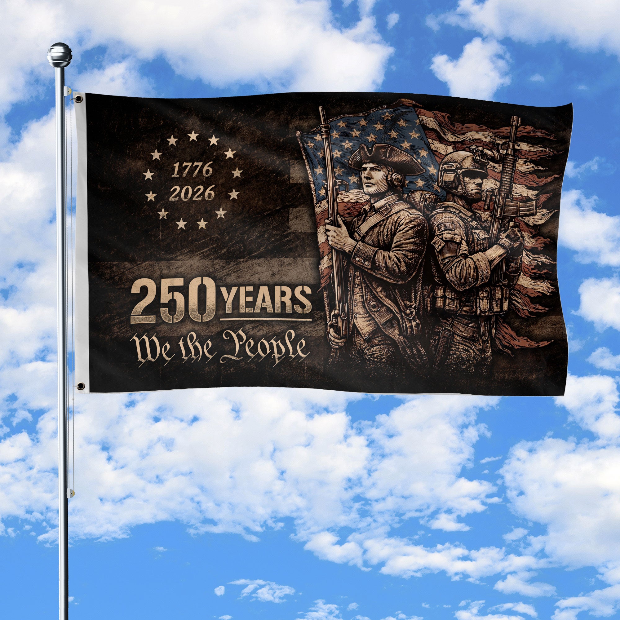 US 250th Anniversary Flag 1776-2026 Double-Sided We The People Banner