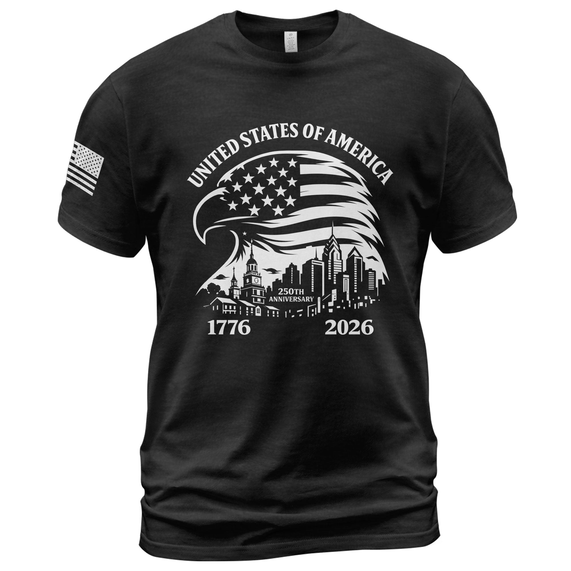 USA 250th Anniversary 1776-2026 Men's T-Shirt with Eagle and American Flag Patriotic Design