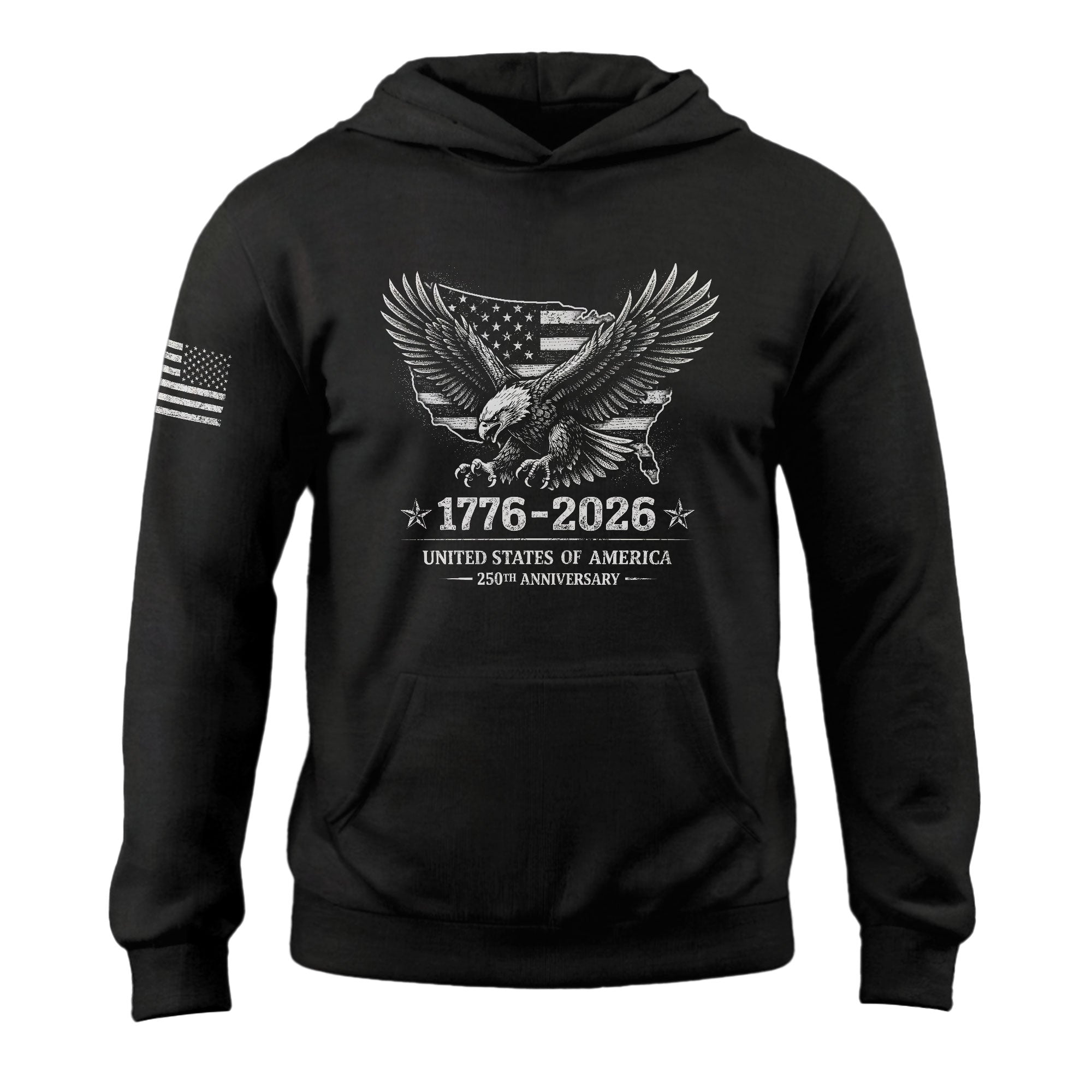 USA 250th Anniversary 1776-2026 Patriotic Eagle US Flag Men's Hoodie
