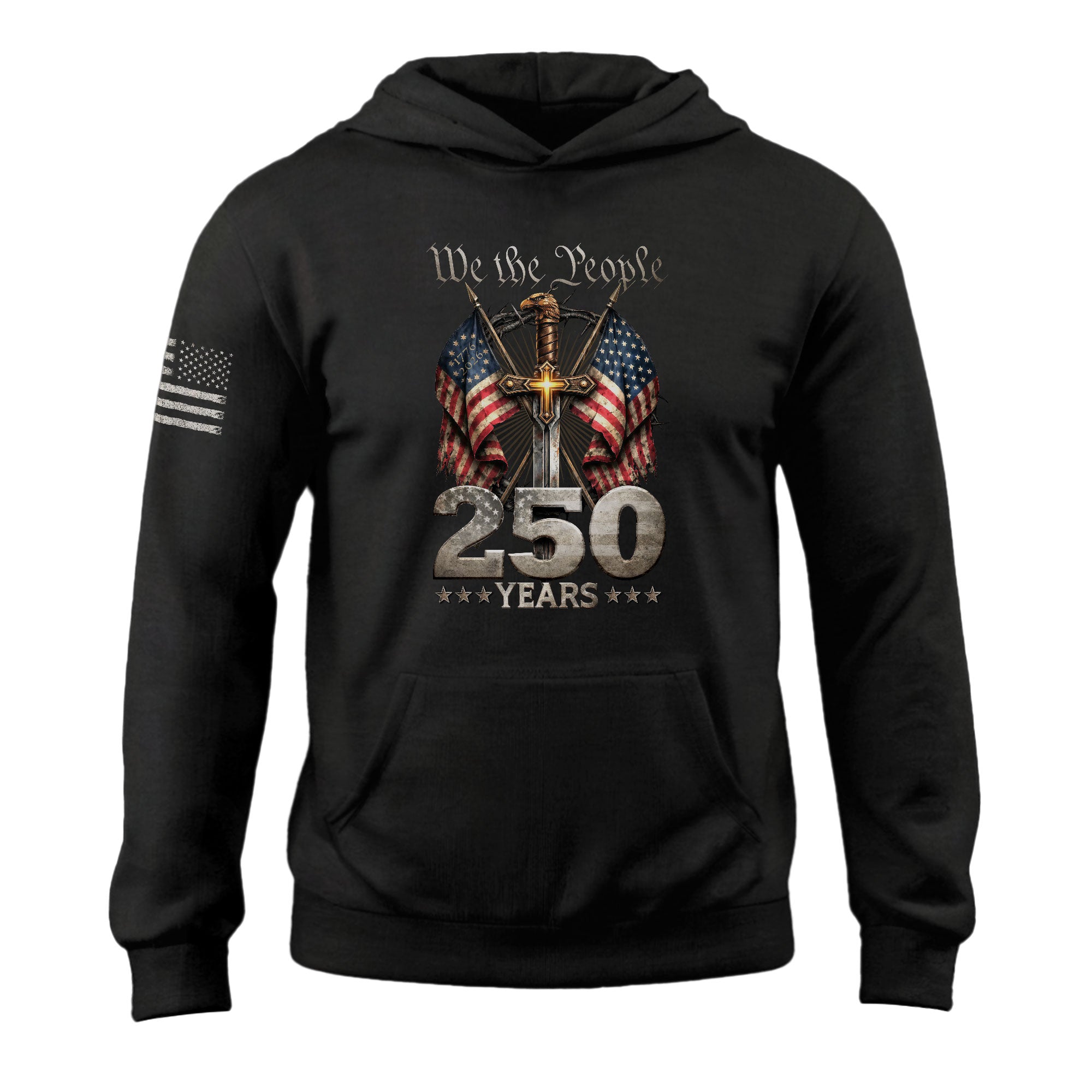 USA 250th Anniversary Christian Patriot Hoodie Faith Freedom 1776-2026