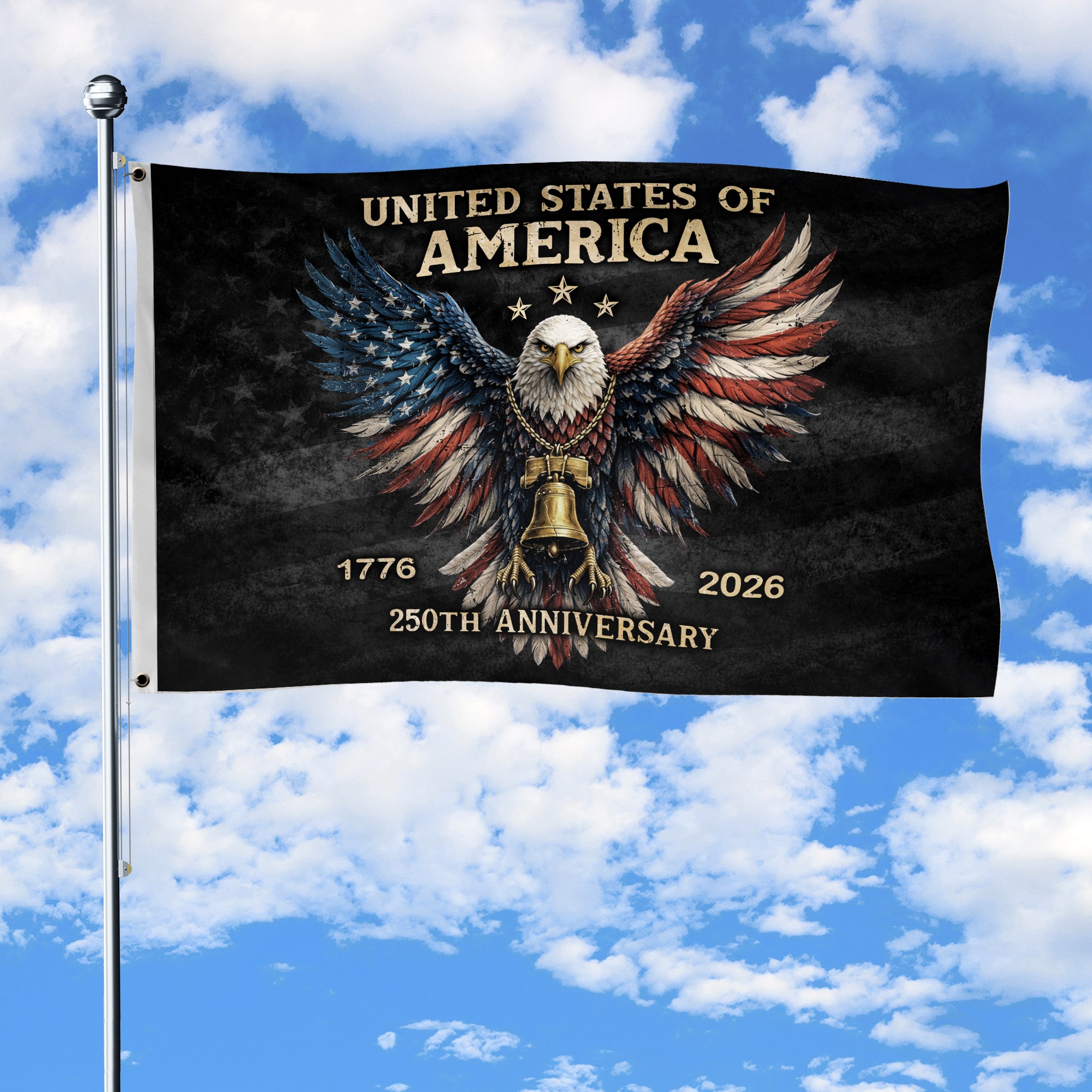 USA 250th Anniversary Double-Sided House Flag 1776-2026 Eagle Design