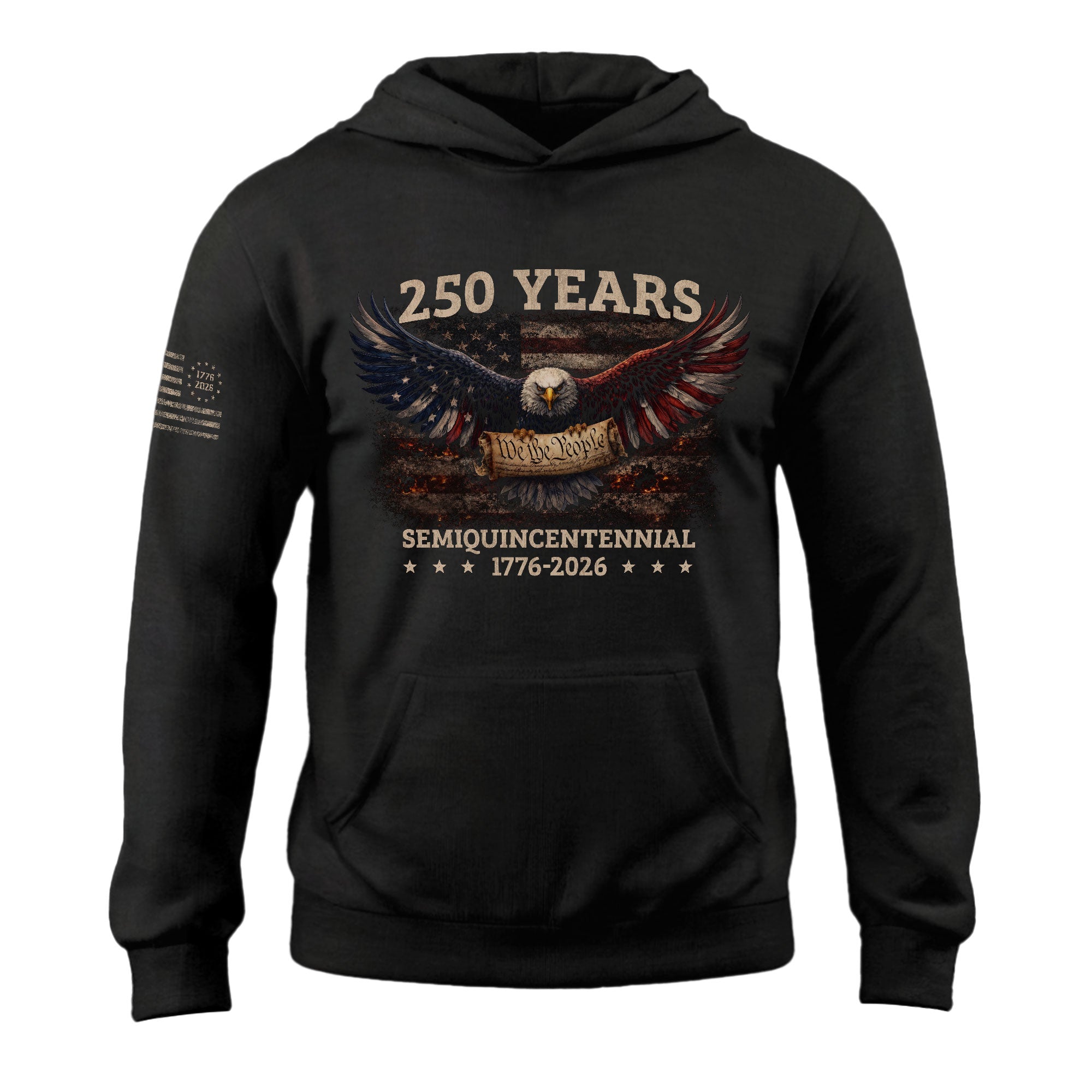 USA 250th Anniversary Eagle Patriotic Flag Hoodie for Men 1776-2026