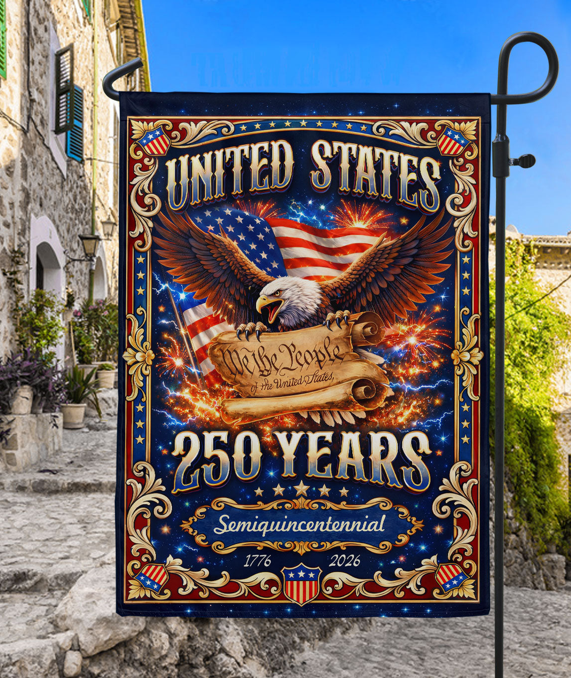 USA 250th Anniversary Garden Flag 1776-2026 We The People Constitution Double Sided Patriotic Yard Flag