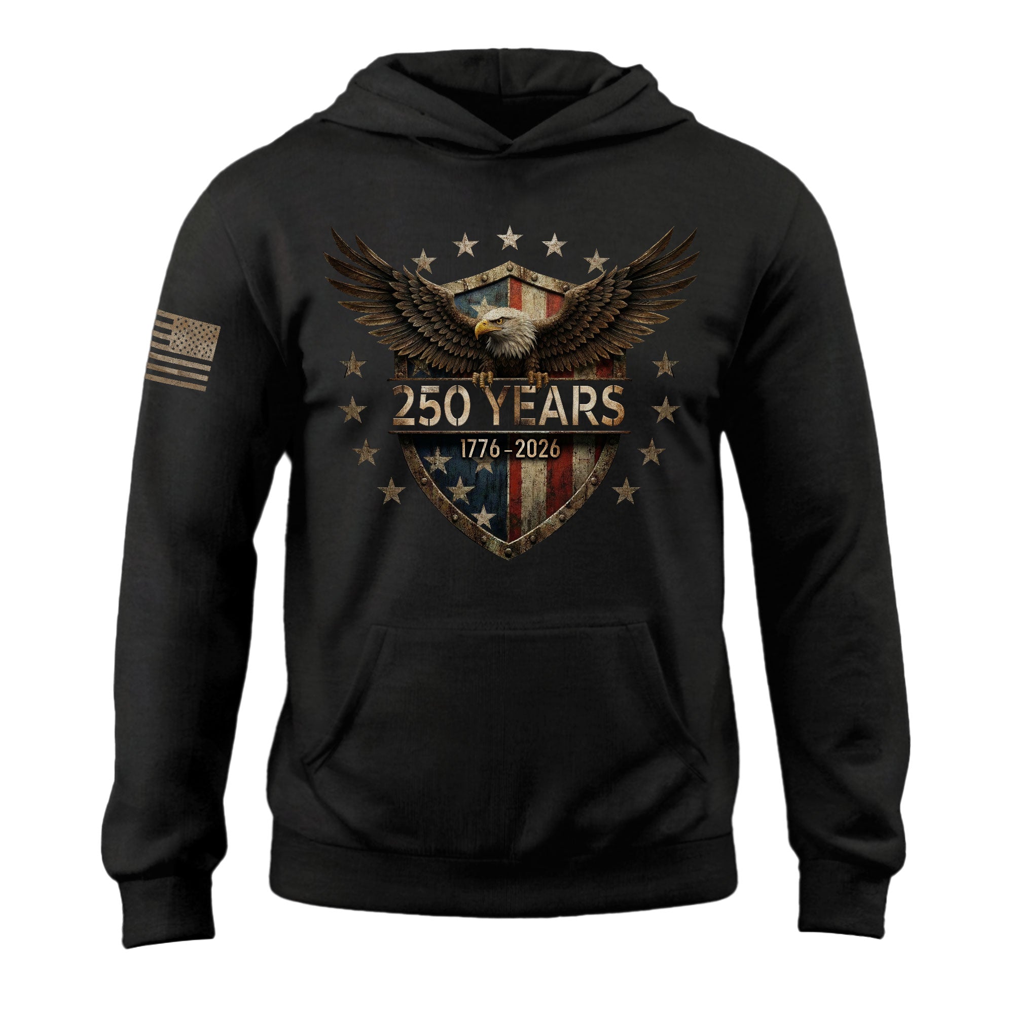 USA 250th Anniversary Hoodie 1776-2026 American Flag Eagle Patriotic Men's