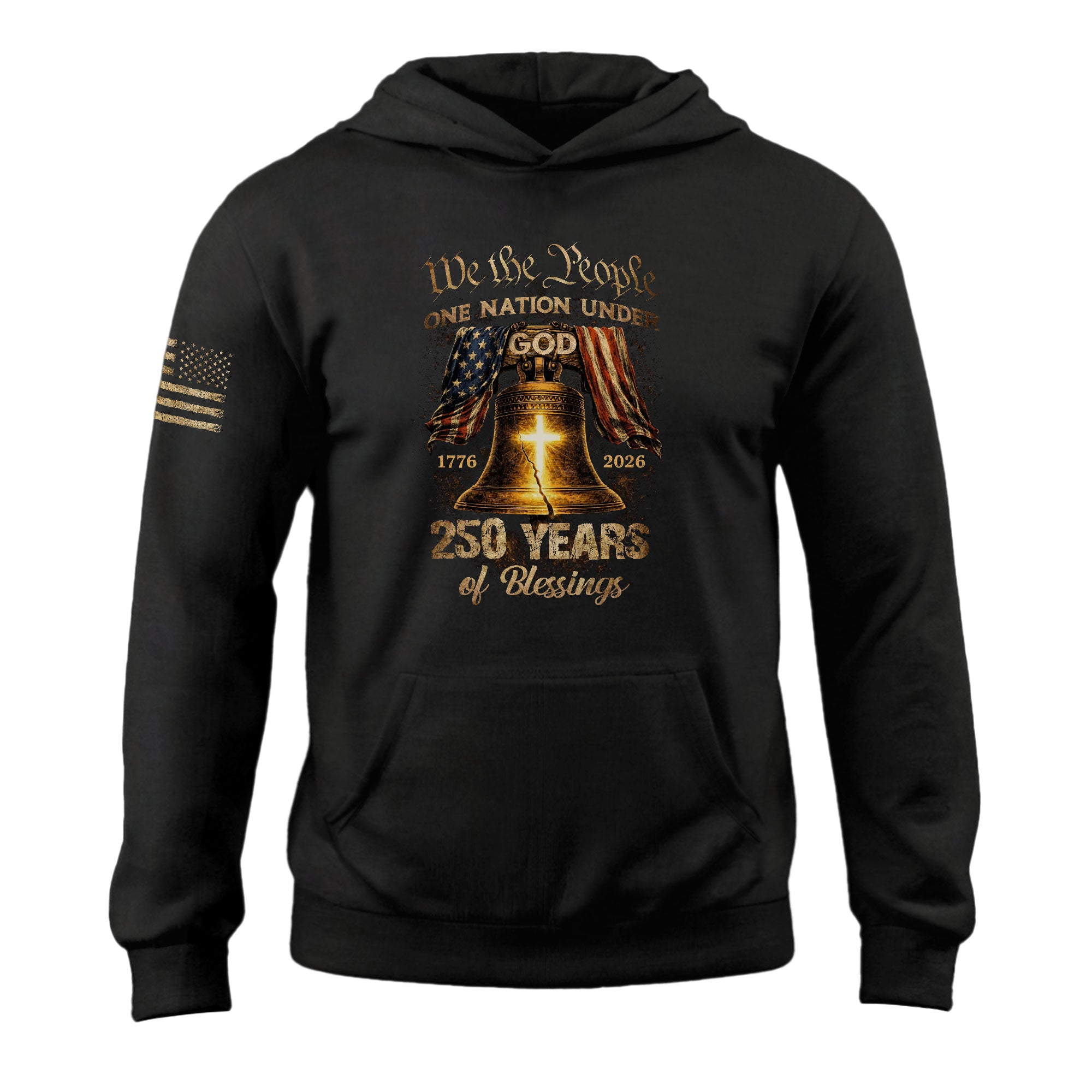 USA 250th Anniversary Hoodie 1776-2026 One Nation Under God We The People Liberty Bell
