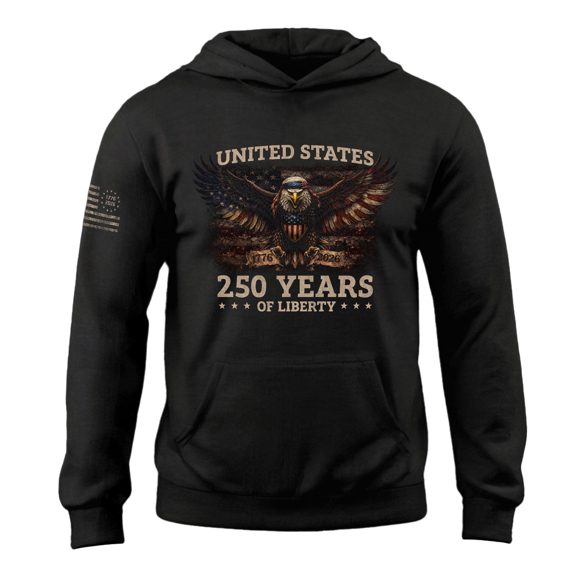 USA 250th Anniversary Hoodie 1776-2026 Patriotic Flag Eagle Mens Sweatshirt