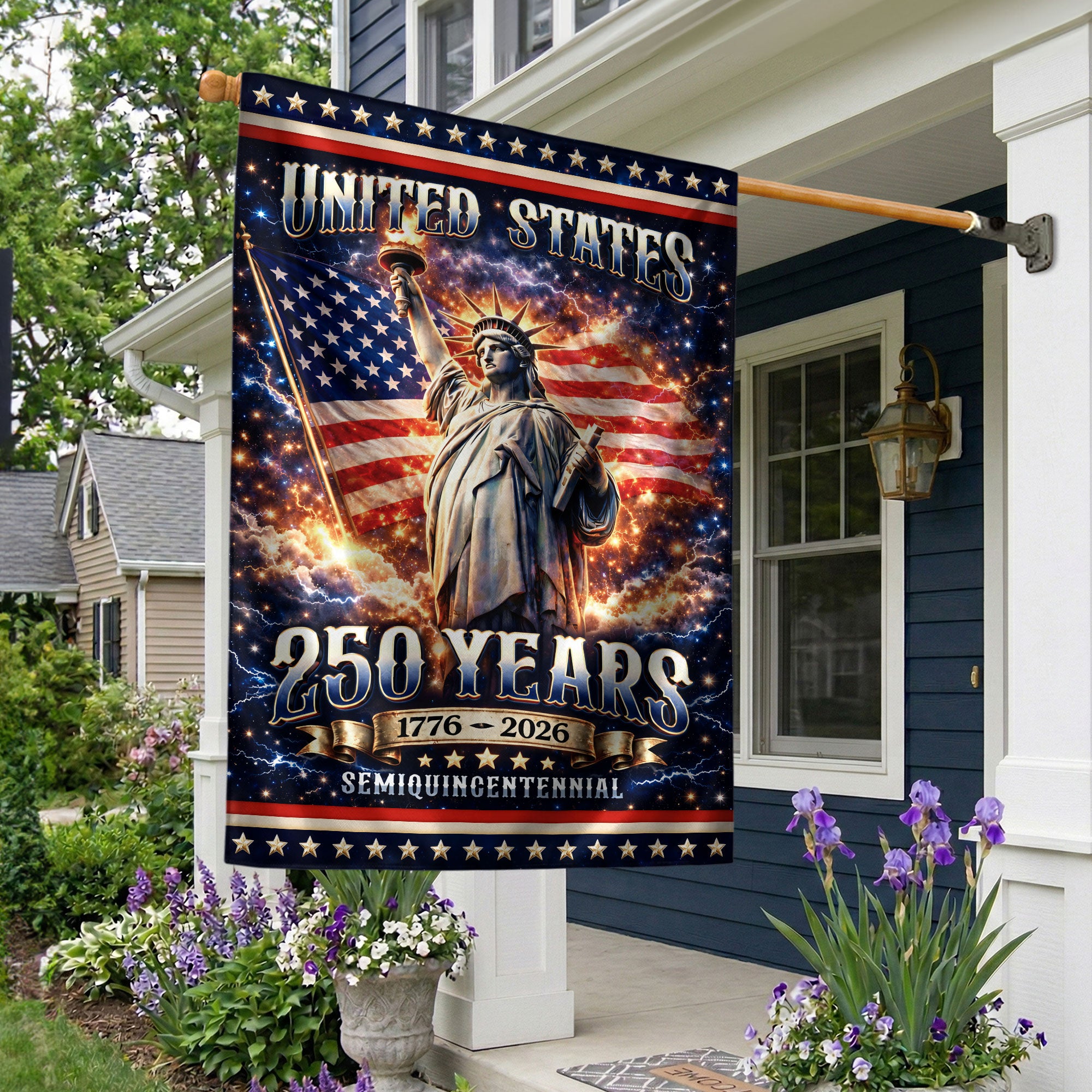 USA 250th Anniversary House Flag 1776-2026 Statue of Liberty Double Sided Patriotic Yard Decor
