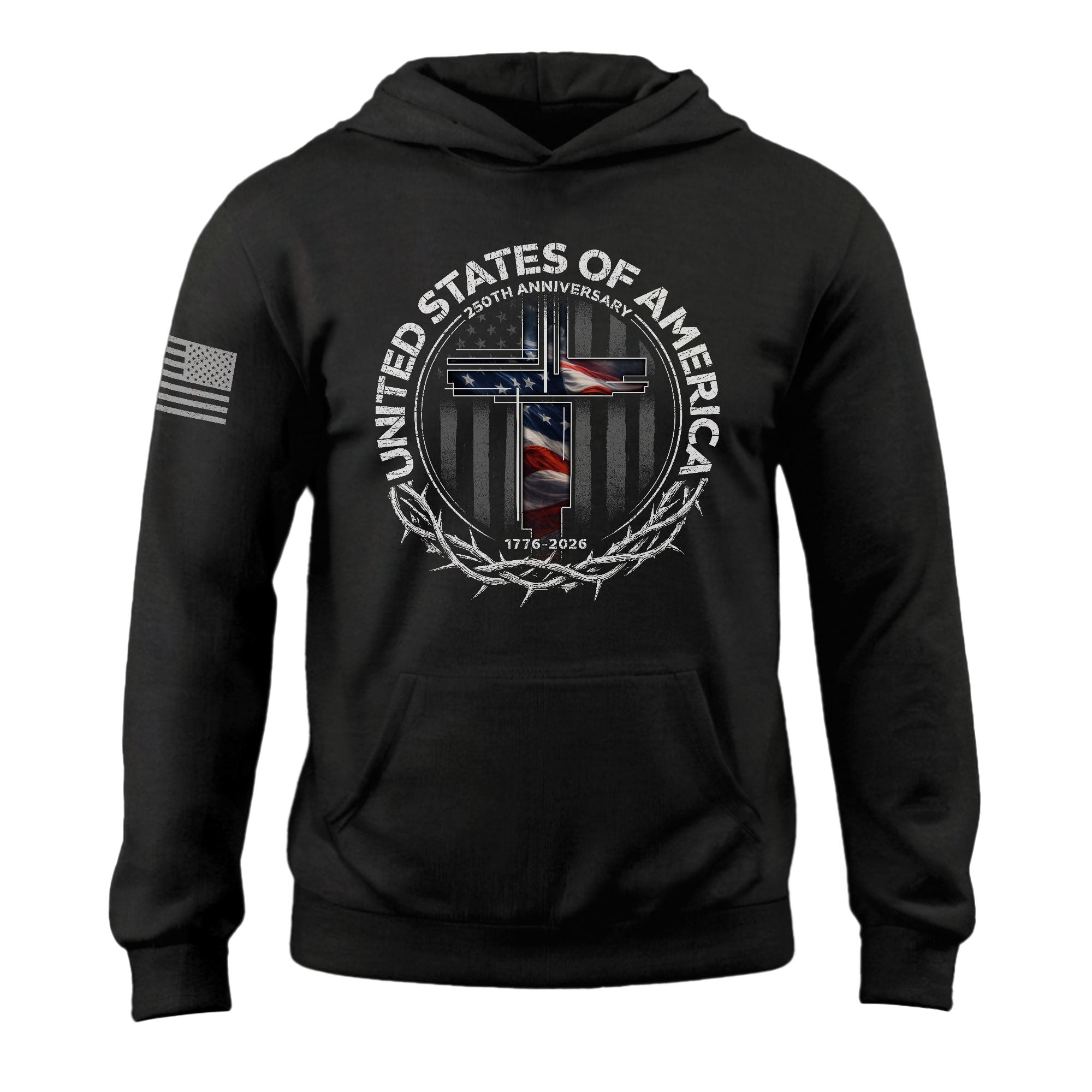 USA Faith and Freedom Christian Hoodie 1776-2026 250th Anniversary