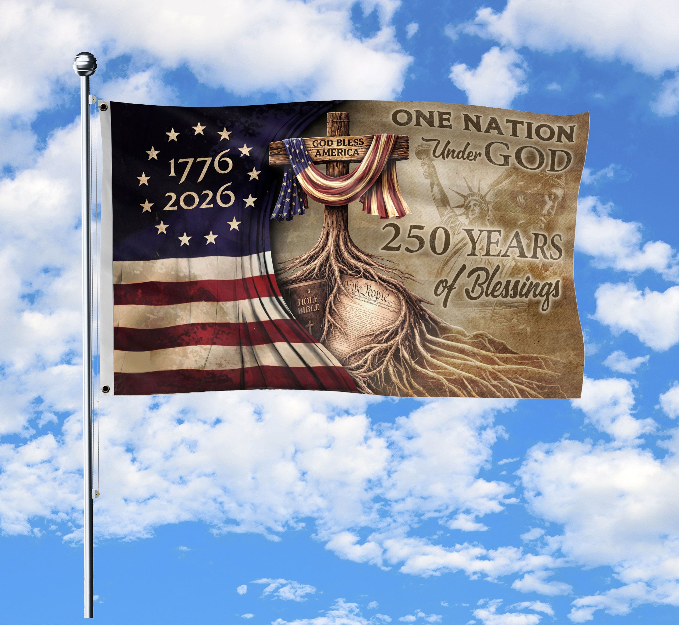 USA Faith and Freedom Christian Patriotic Garden Flag Yard Decoration