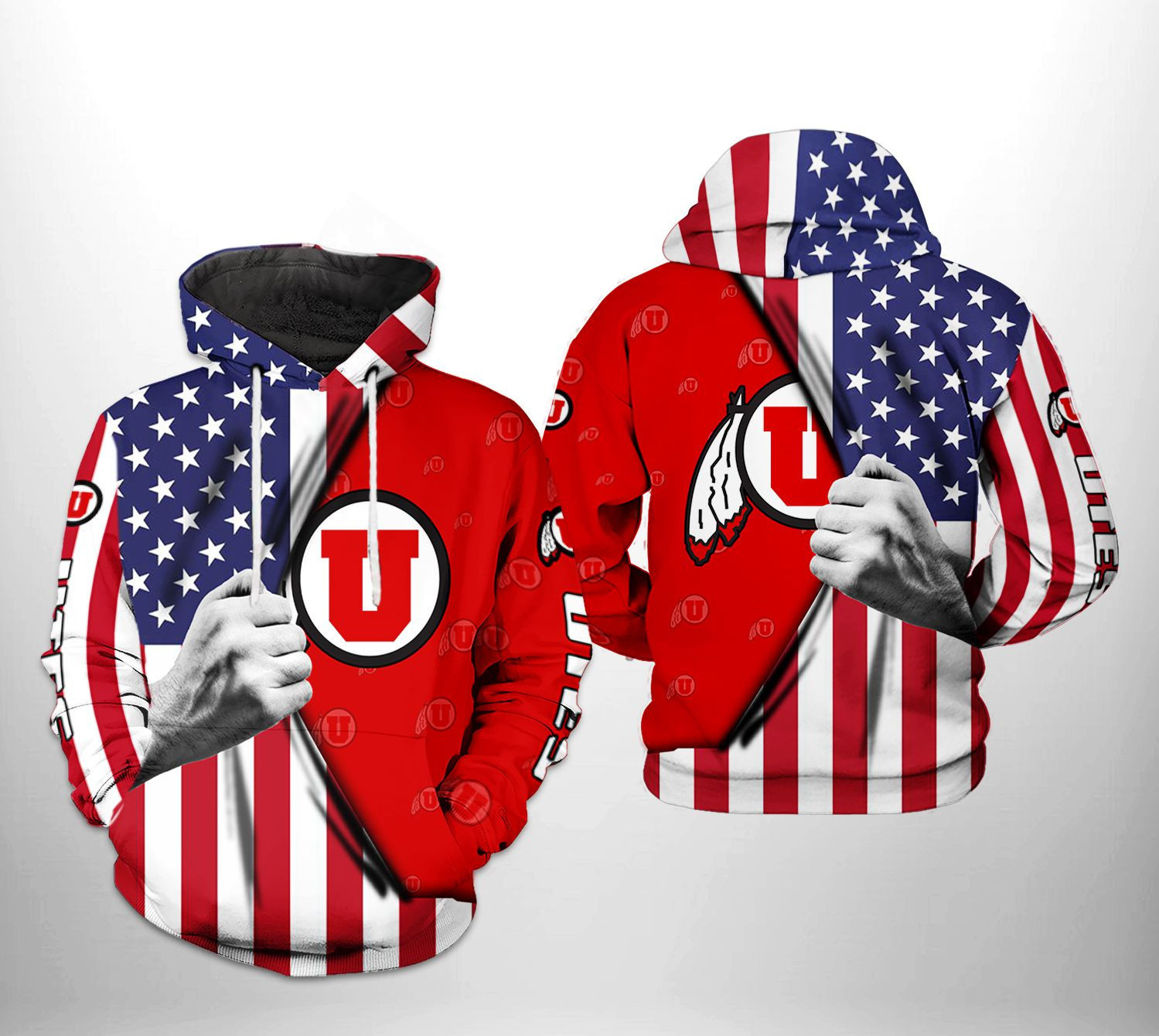Utah Utes NCAA US Flag Hoodie Zip Hoodie Version 288