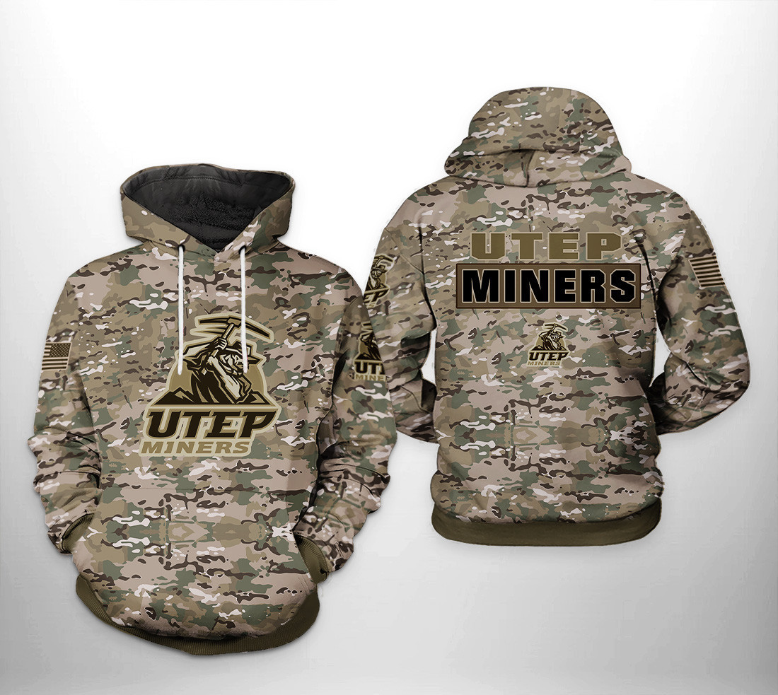 UTEP Miners NCAA Camo Veteran Hoodie Zip Hoodie