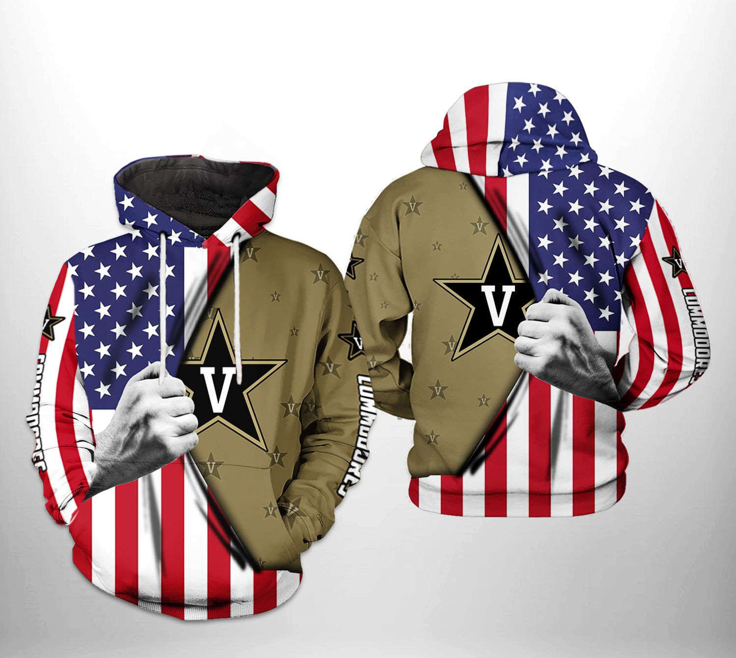 Vanderbilt Commodores NCAA US Flag Hoodie Zip Hoodie Version 504