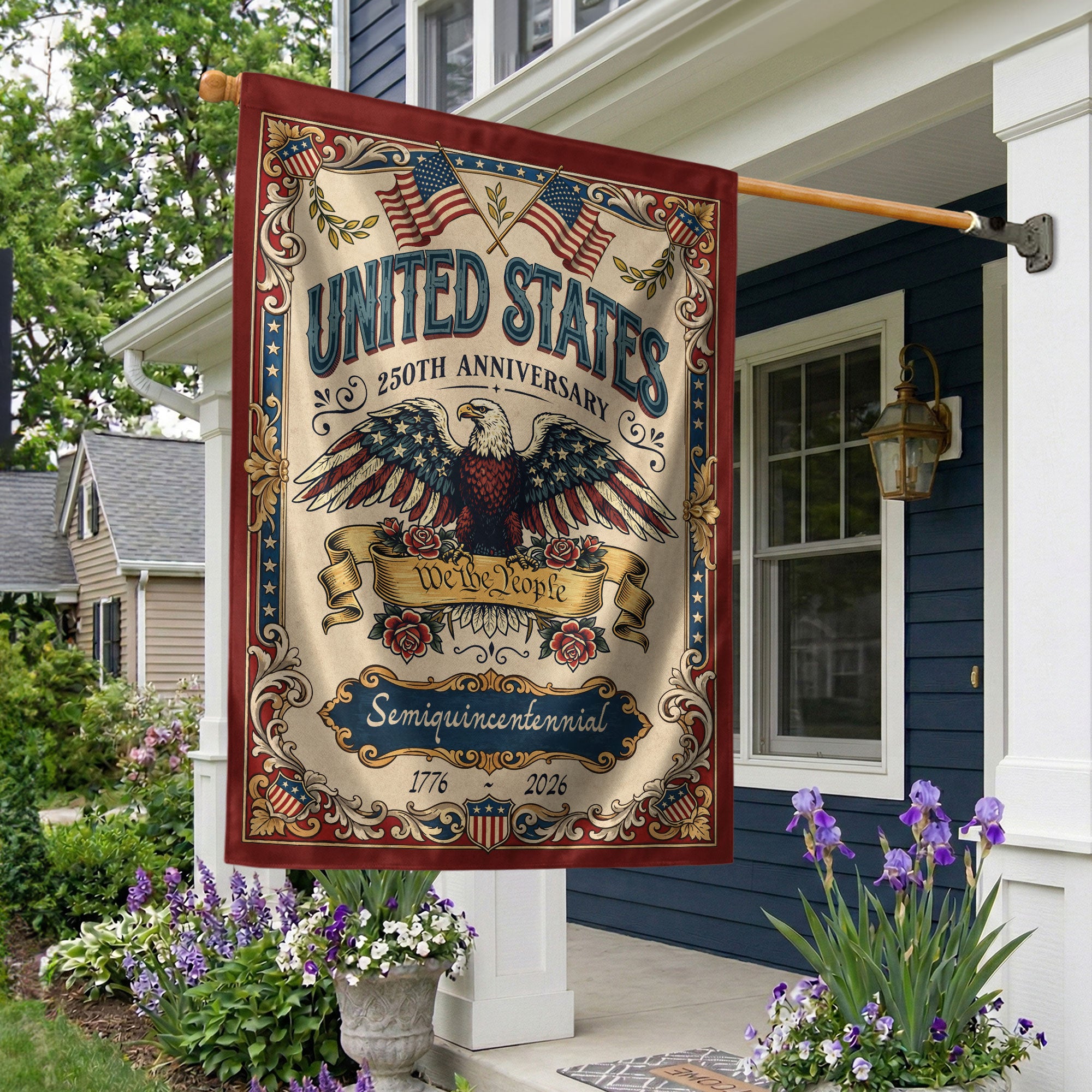 We The People Bald Eagle Double Sided House Flag 1776-2026 America 250th Anniversary Patriotic