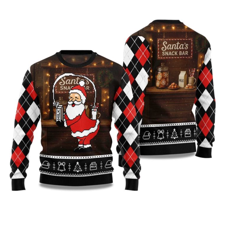 2025 Santas Snack Bar Ugly Christmas Sweater
