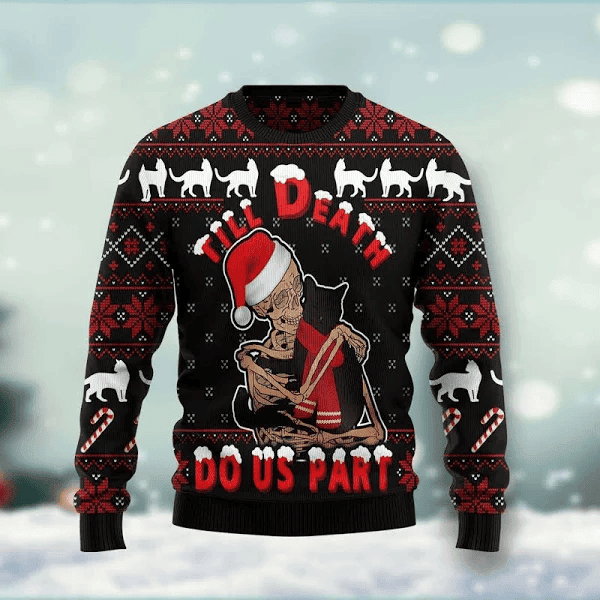 Black Cat Till Death Do US Part Christmas Ugly Sweater