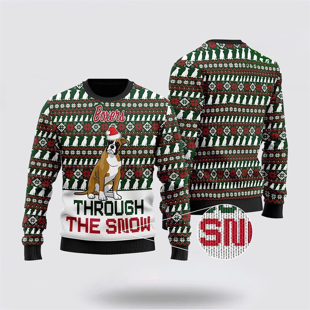 Boxers Through The Snow Christmas Ugly Sweater