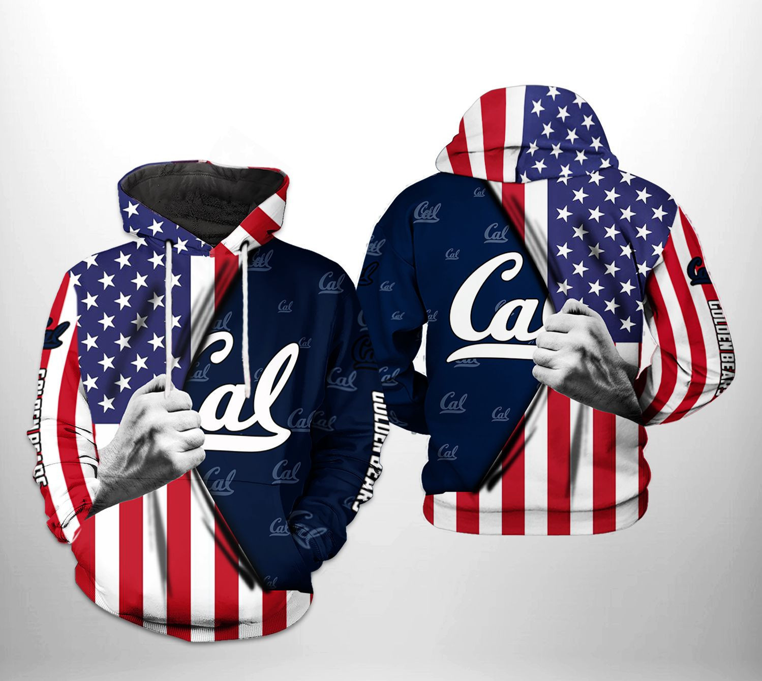 California Golden Bears NCAA US FLag Hoodie Zip Hoodie Version 2231