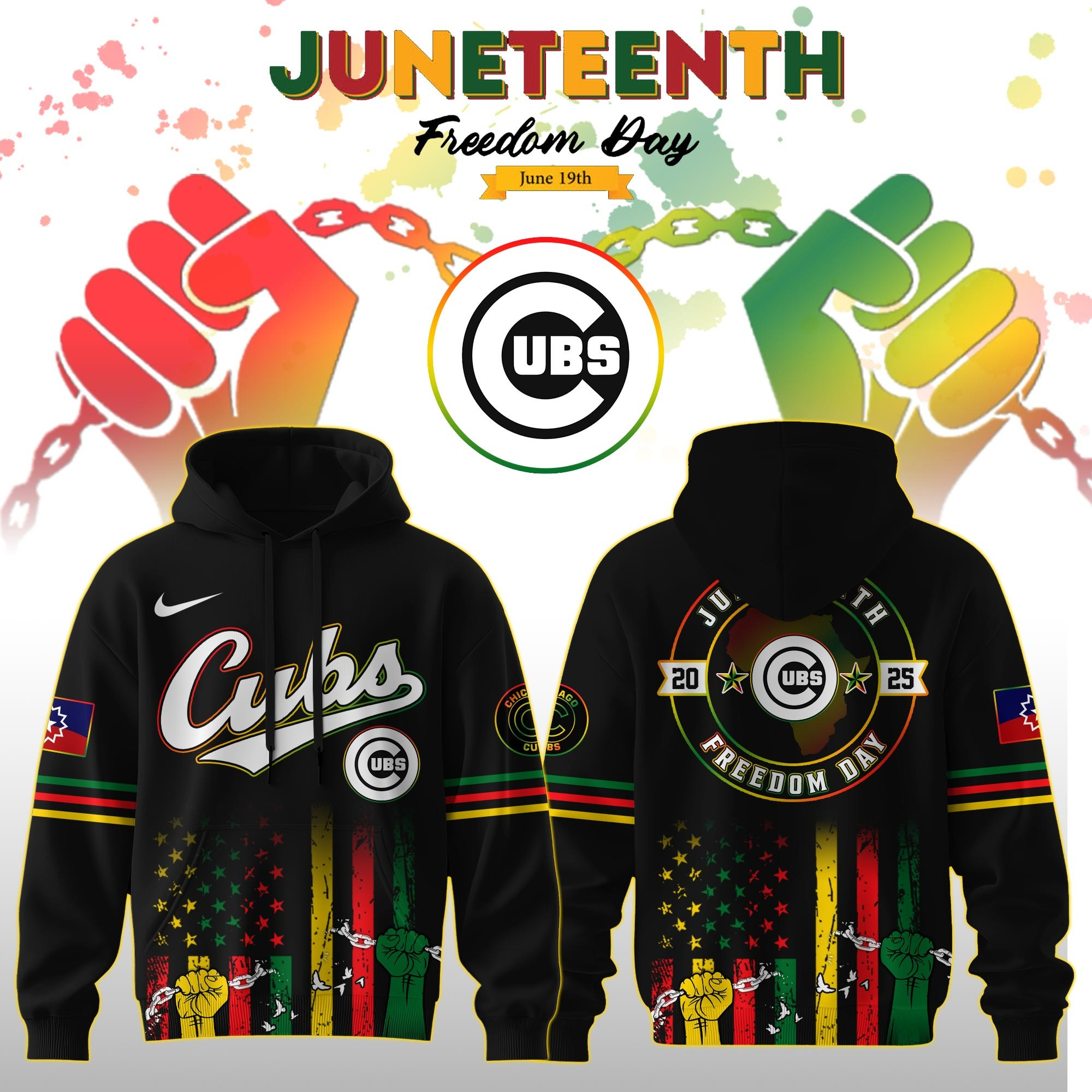 Chicago Cubs MLB X Juneteenth Day 2025 Hoodie Themed Baseball Lover Fan Merch Gifts
