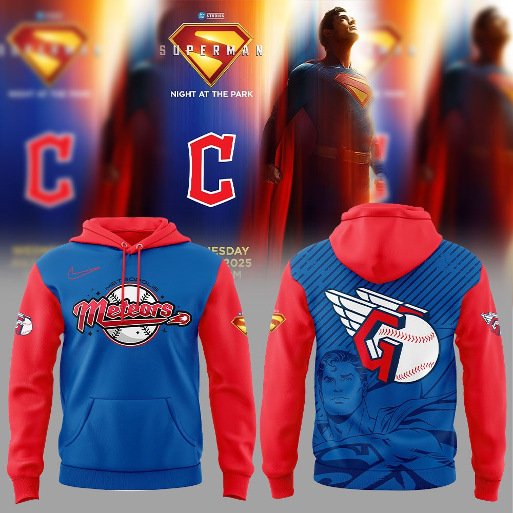 Cleveland Guardians DCs Superman Night Hoodie MLB Merch Best Gifts For Baseball Fans