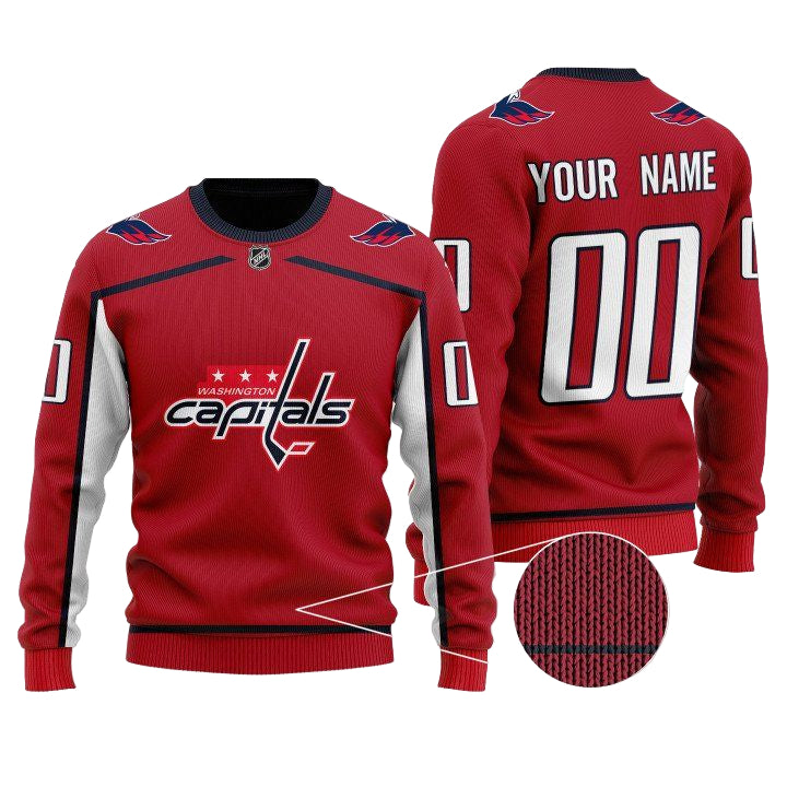 Custom Name Number Nhl Washington Capitals Red Sweater