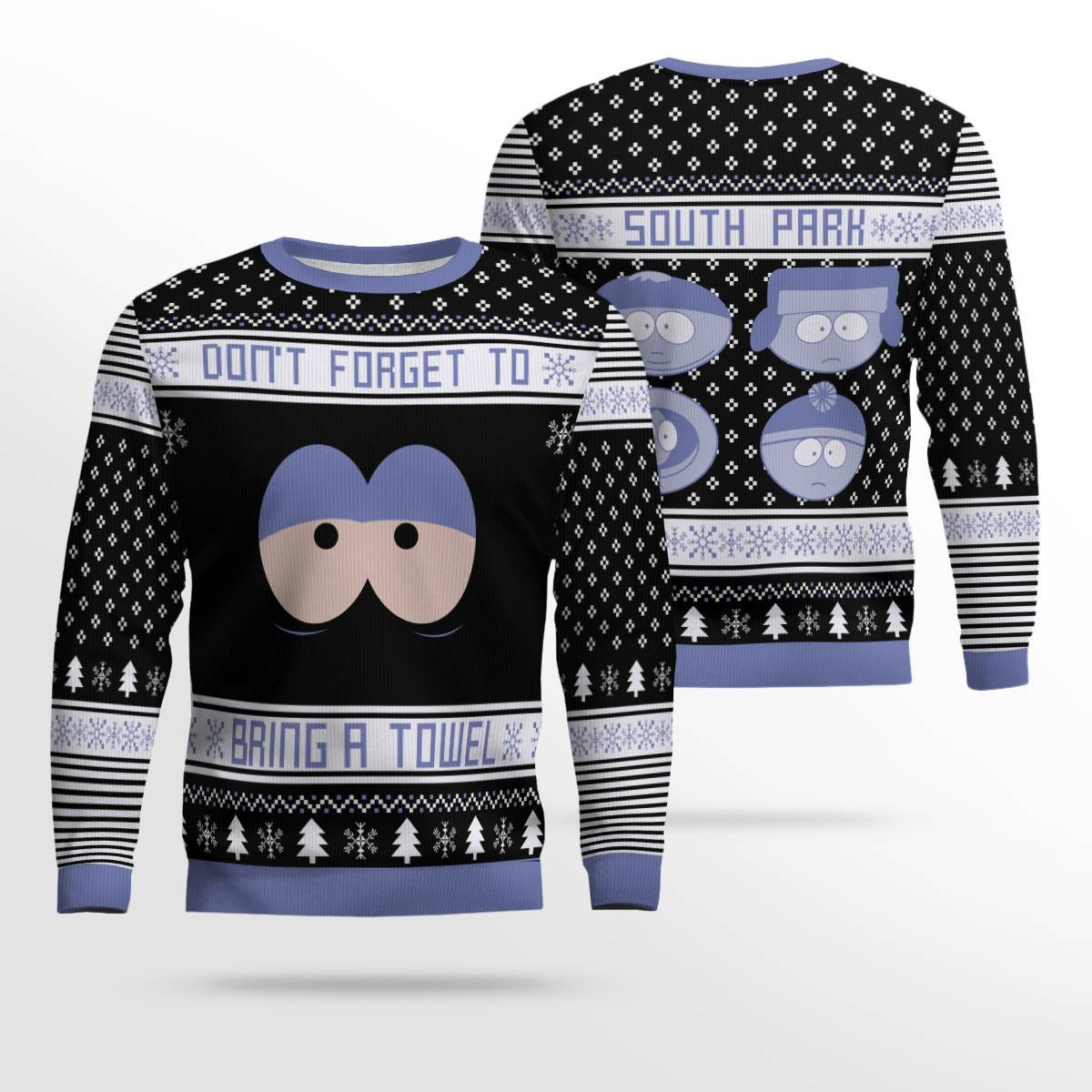 Dont Forget To Bring a Towel Ugly Christmas Sweater Black