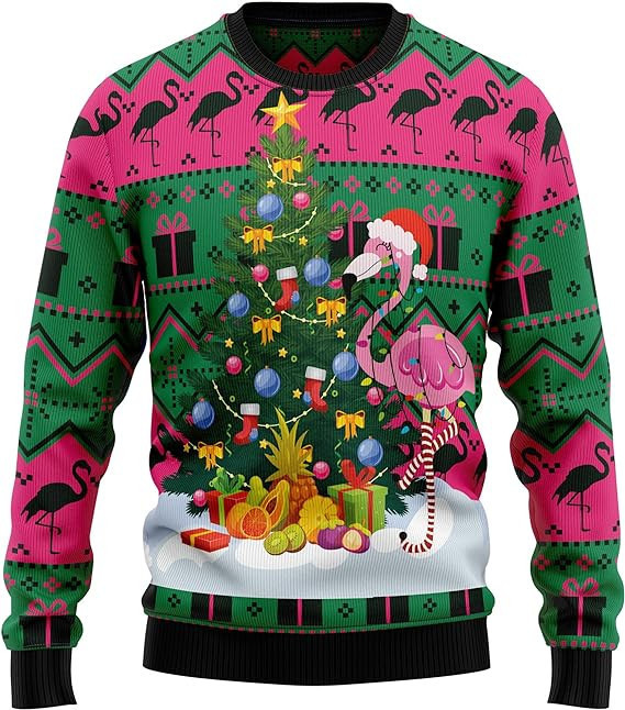 Flamingo Unisex Ugly Christmas Sweater For Women Men