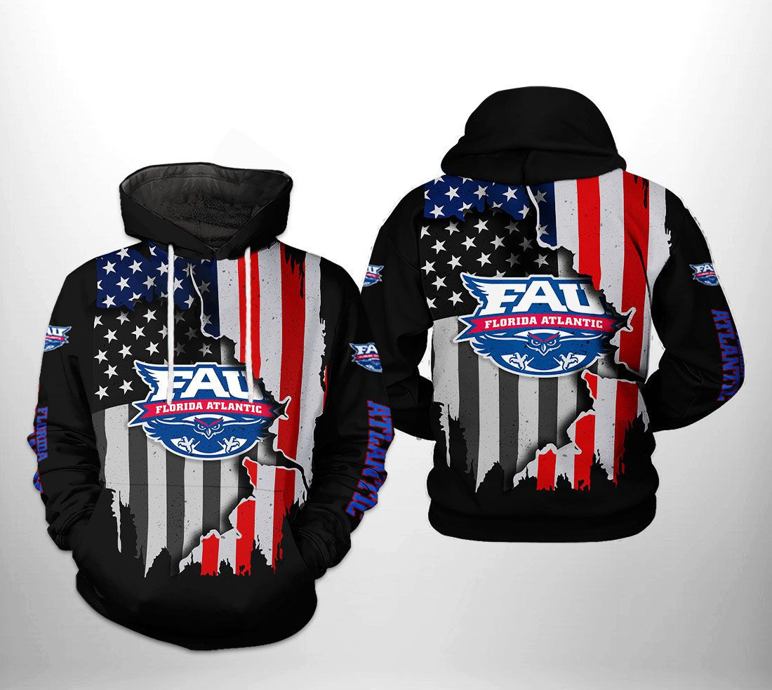 Florida Atlantic Owls NCAA US Flag Hoodie Zip Hoodie Version 940