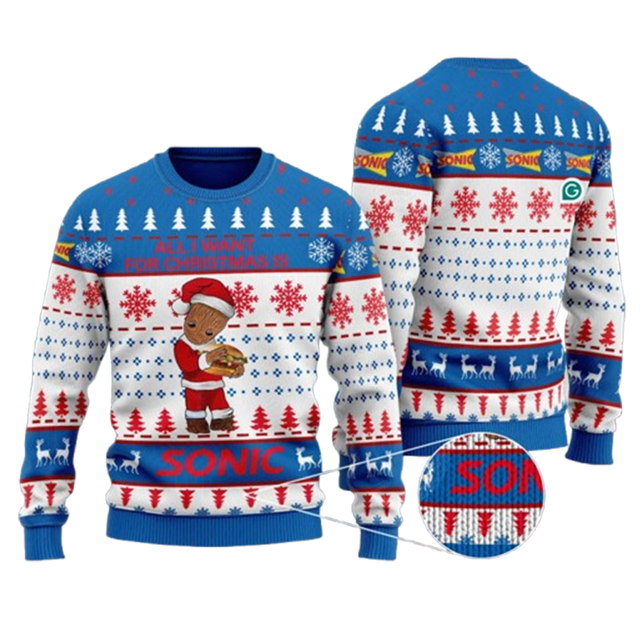 Groot All I Need For Is Sonic Drive In Ugly Christmas Sweater